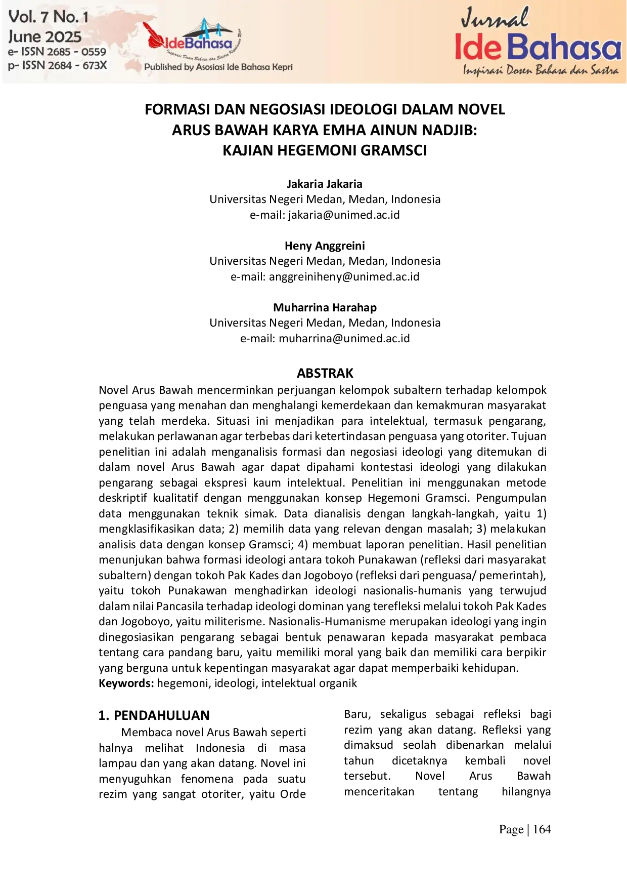 JURIS Formasi dan Negosiasi Ideologi dalam Novel Arus Bawah Karya Emha Ainun Nadjib Kajian Hegemoni Gramsci