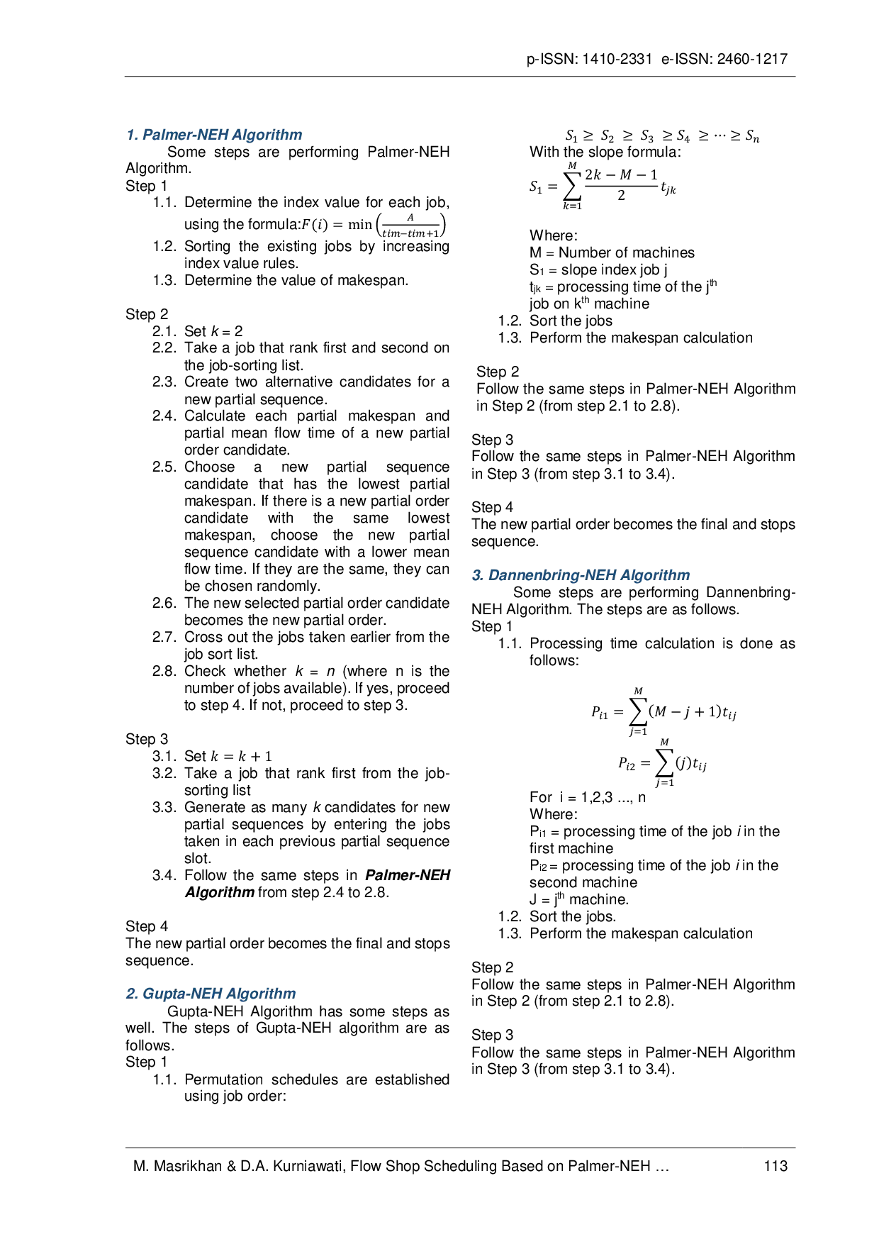JURIS FLOW SHOP SCHEDULING BASED ON PALMER NEH GUPTA NEH AND DANNENBRING NEH ALGORITHMS TO MINIMIZE THE ENERGY COST