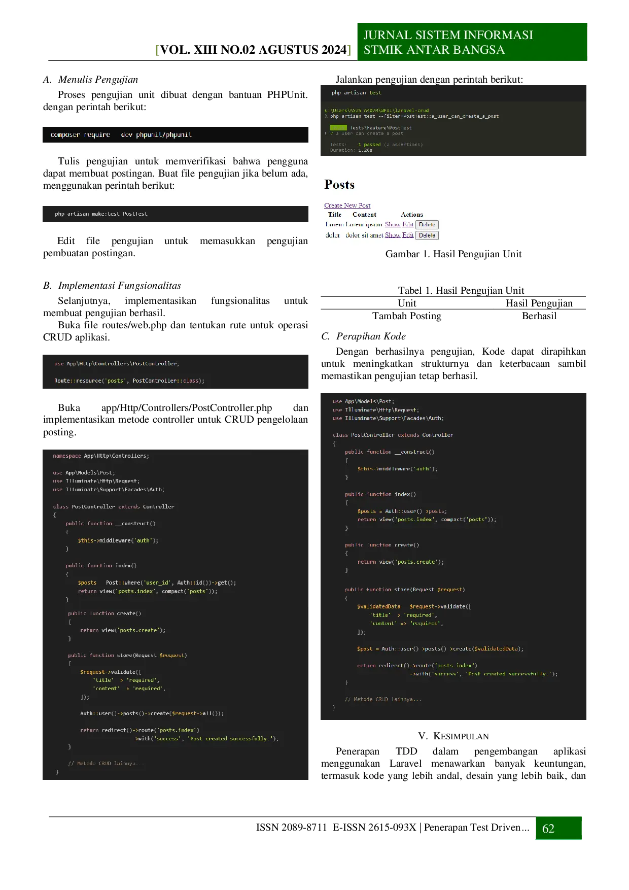 JURIS Penerapan Test Driven Development TDD pada Laravel Menggunakan PHPUnit