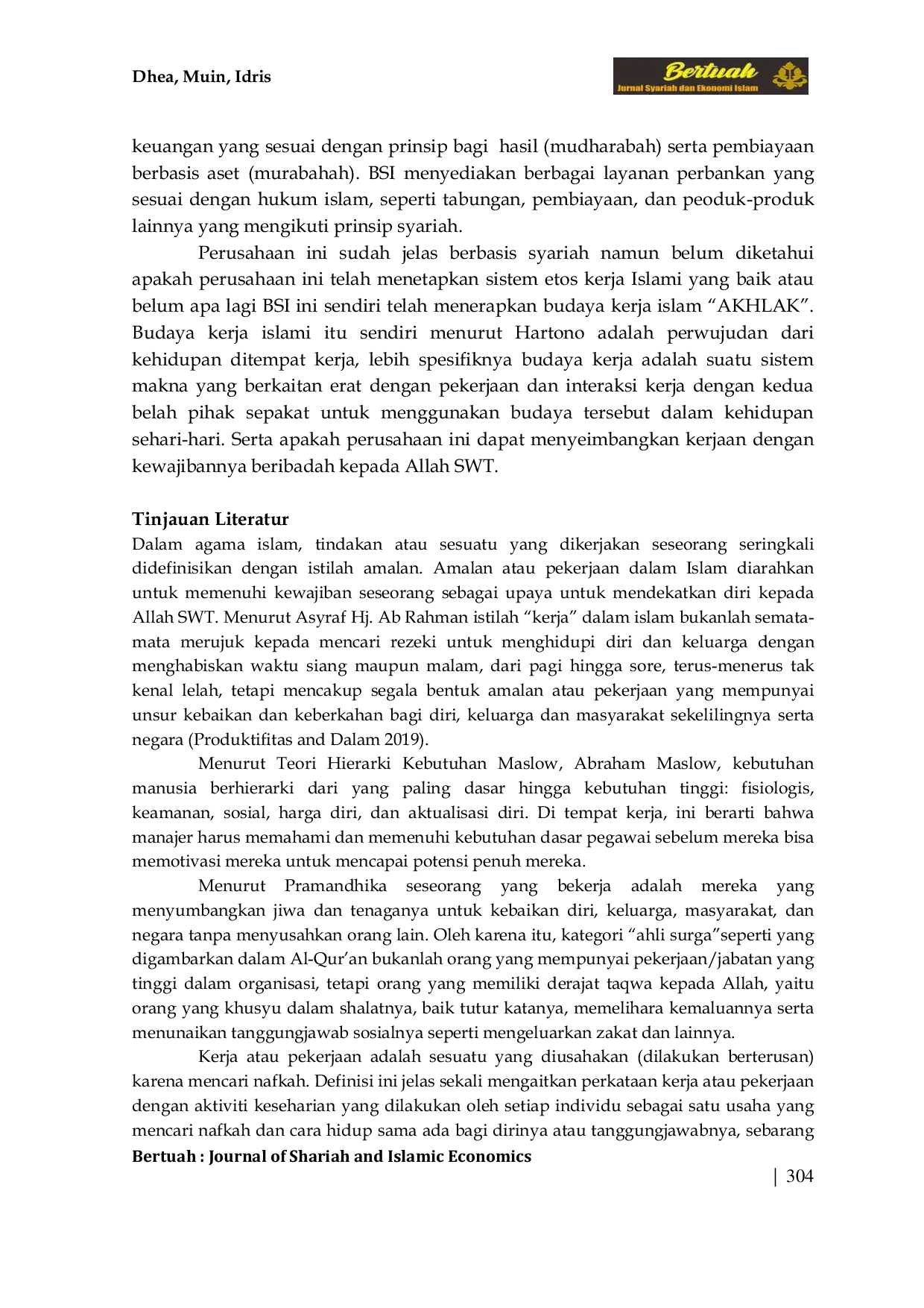 JURIS Analisis Penerapan Budaya Kerja Akhlak dalam Etos Kerja Islami Pada Pegawai Bank Syariah Indoneisa BSI KCP Makassar Unismuh