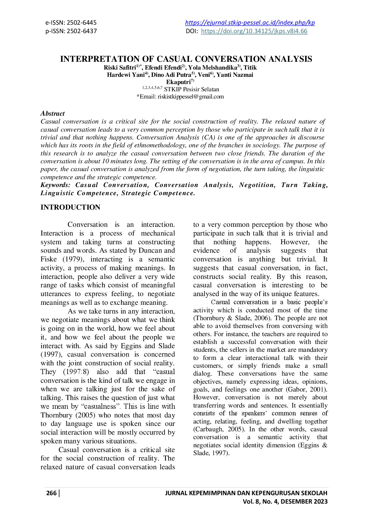 juris Interpretation Of Casual Conversation Analysis