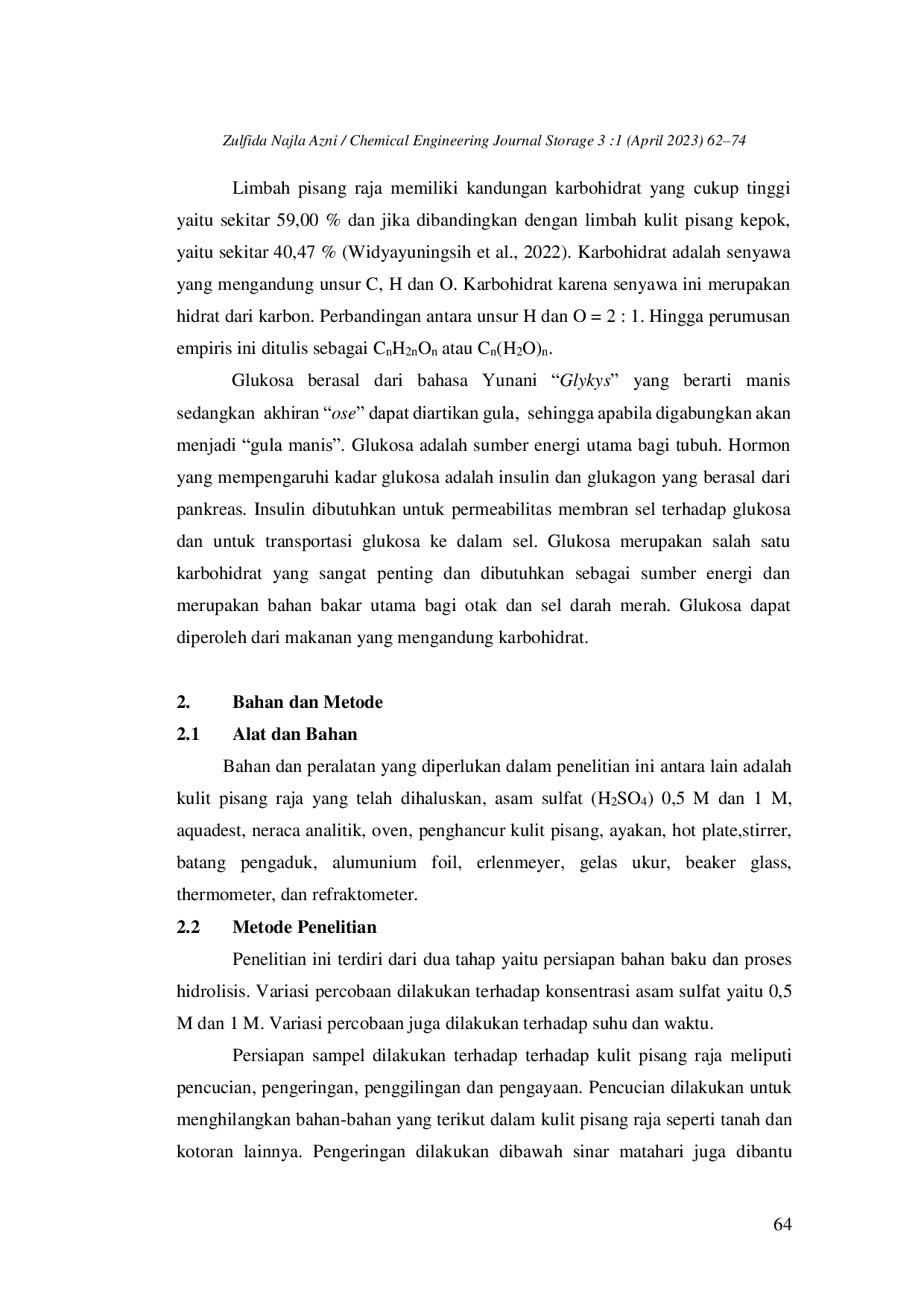 JURIS Pemanfaatan Limbah Kulit Pisang Raja Sebagai Bahan Pembuatan Glukosa Menggunakan Katalis Asam Sulfat