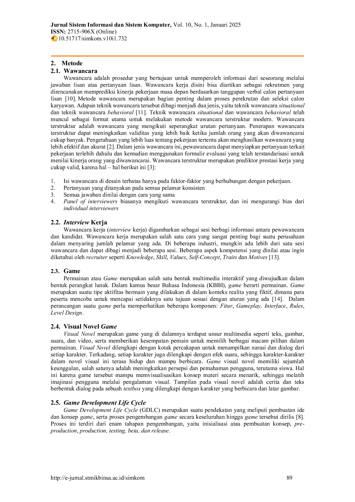 JURIS Rancang Bangun Visual Novel Game Sebagai Media Pengenalan Interview Kerja