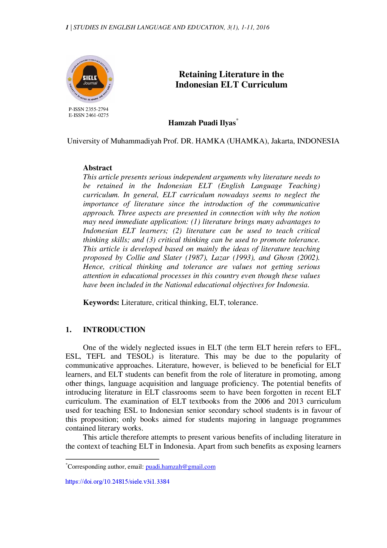 juris Retaining Literature in the Indonesian ELT Curriculum