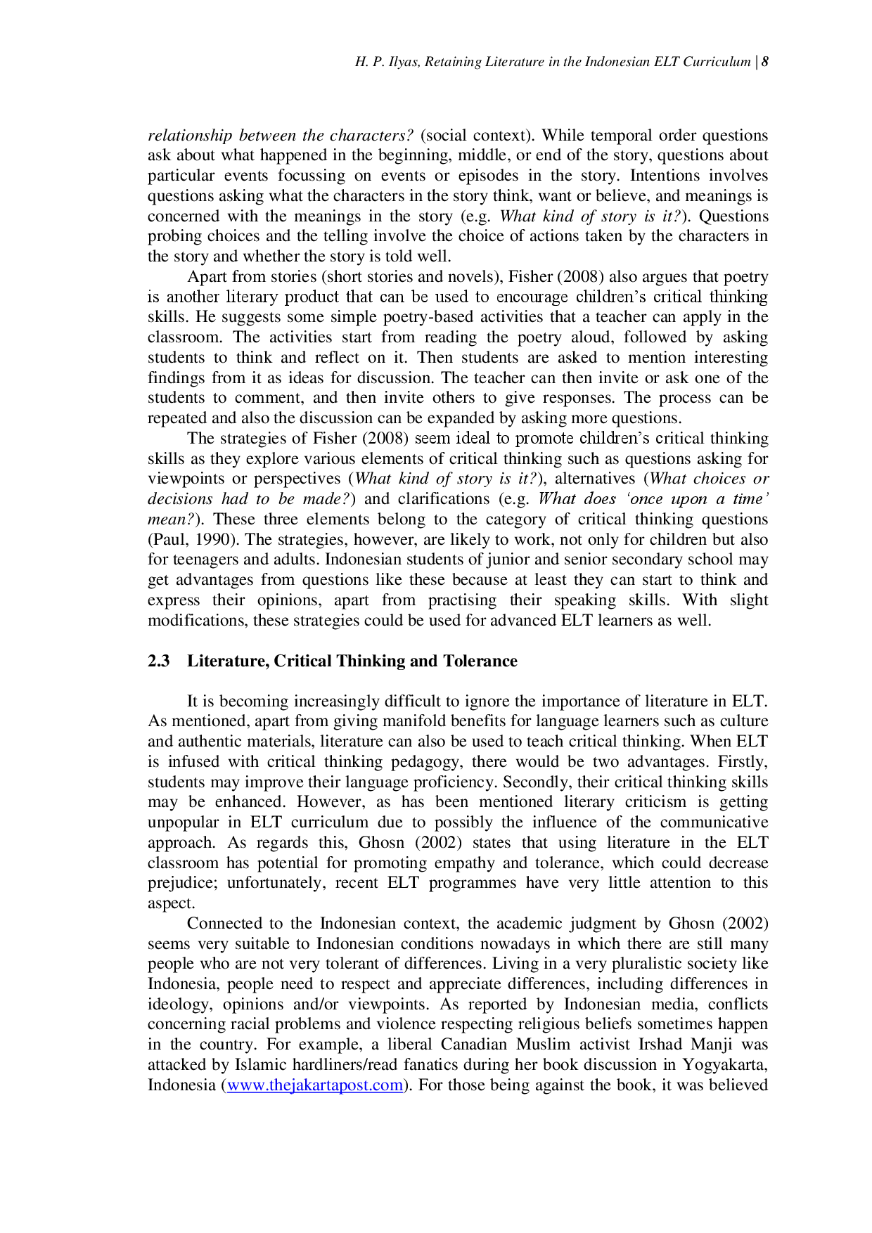 juris Retaining Literature in the Indonesian ELT Curriculum