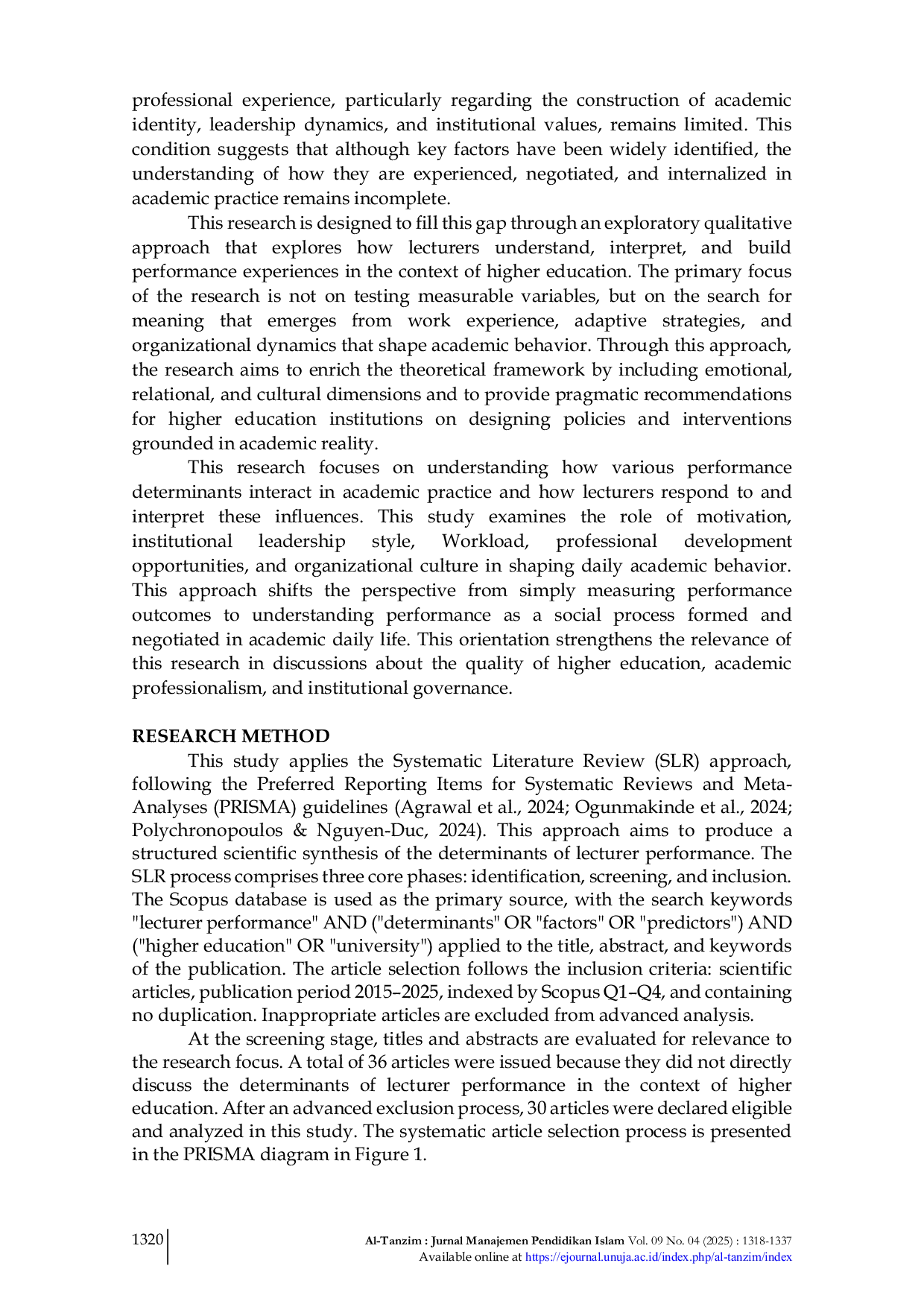 JURIS Determinants of Lecturer Performance Systematic Literature Review SLR Approach