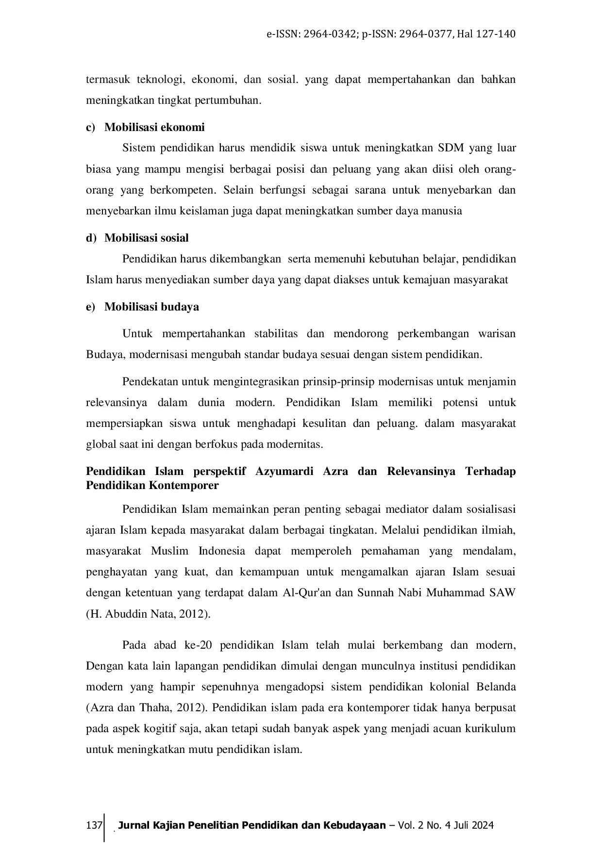 JURIS Karakteristik Dan Modernisasi Pendidikan Perspektif Azyumardi Azra Dan Relevansinya Terhadap Pendidikan Islam Kontemporer