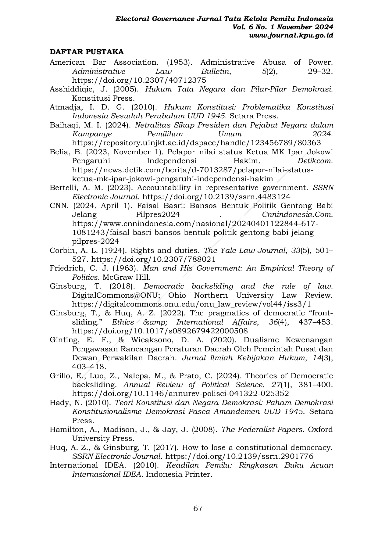 JURIS Praktik Abusive Executive Power Pada Pemilu 2024 Implikasinya Terhadap Demokrasi Indonesia Dan Upaya Memulihkannya