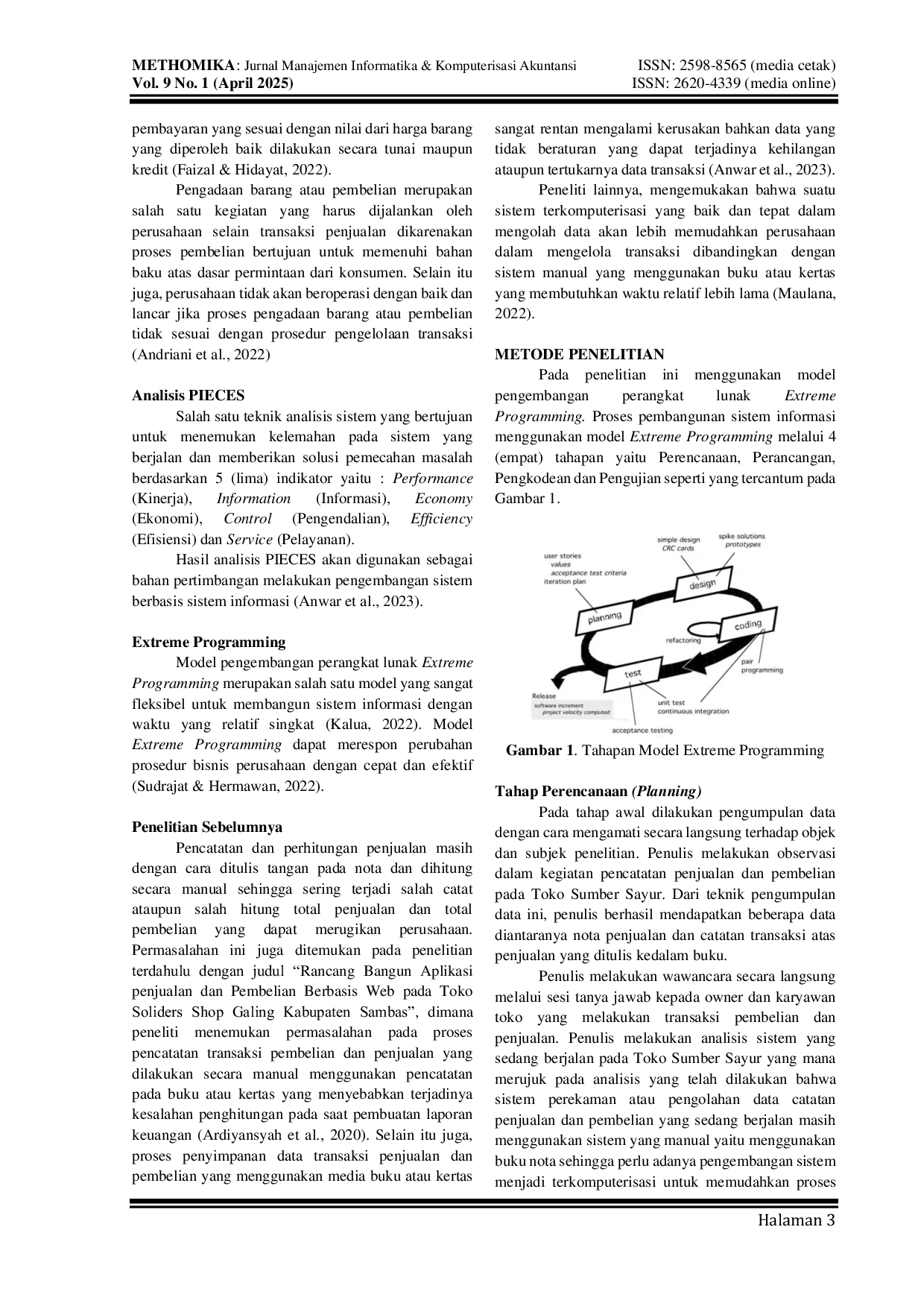 JURIS Implementasi Sistem Informasi Akuntansi Penjualan dan Pembelian Menggunakan Metode Extreme Programming Studi Kasus Toko Sumber Sayur