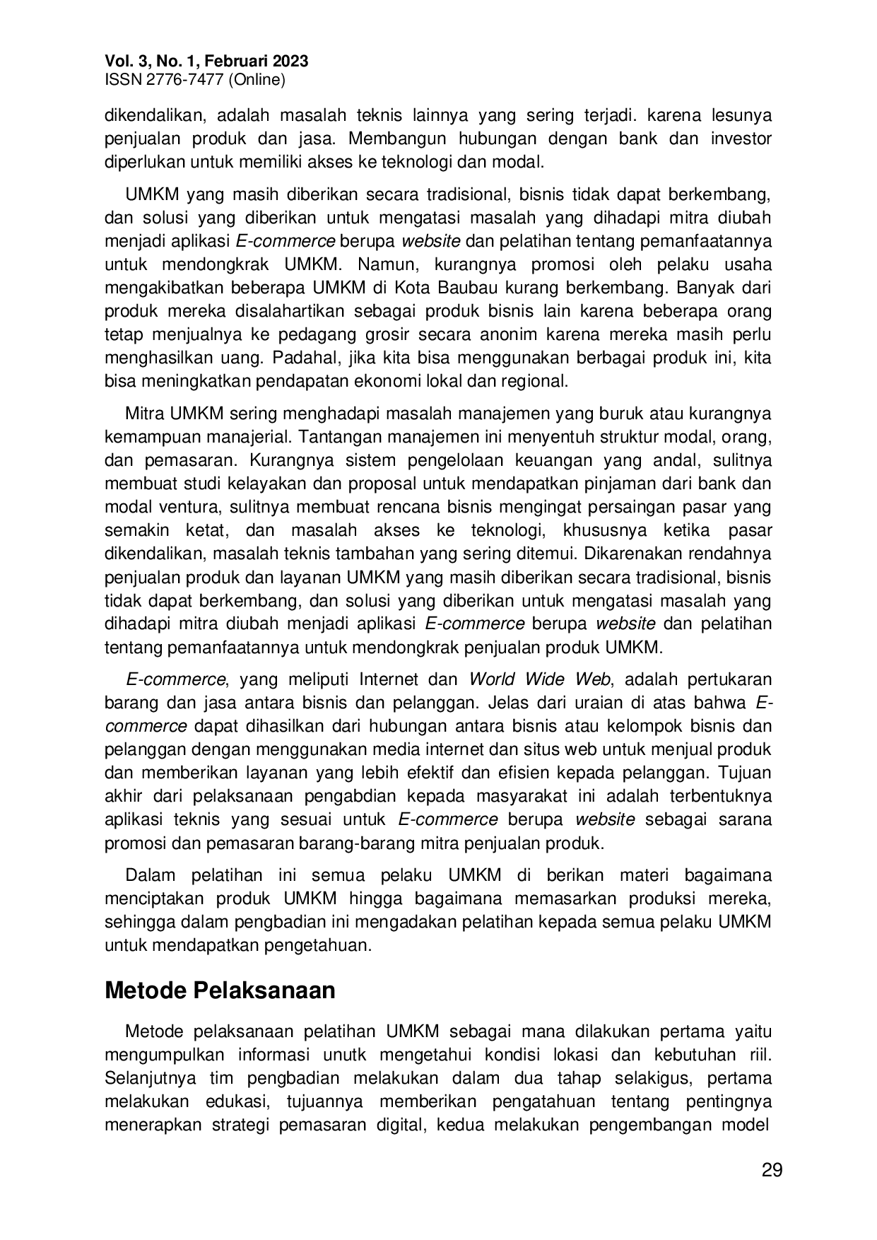 JURIS Pelatihan Pemanfaatan Media Sosial untuk Pengembangan Pemasaran UMKM Kota Baubau