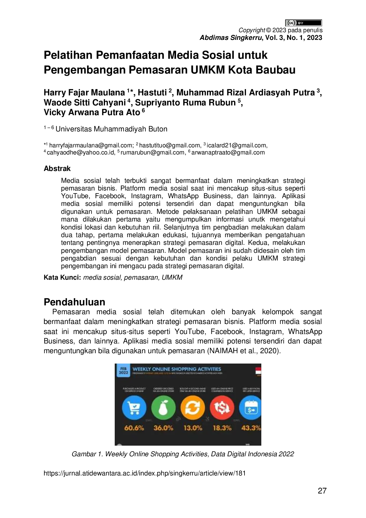 JURIS Pelatihan Pemanfaatan Media Sosial untuk Pengembangan Pemasaran UMKM Kota Baubau