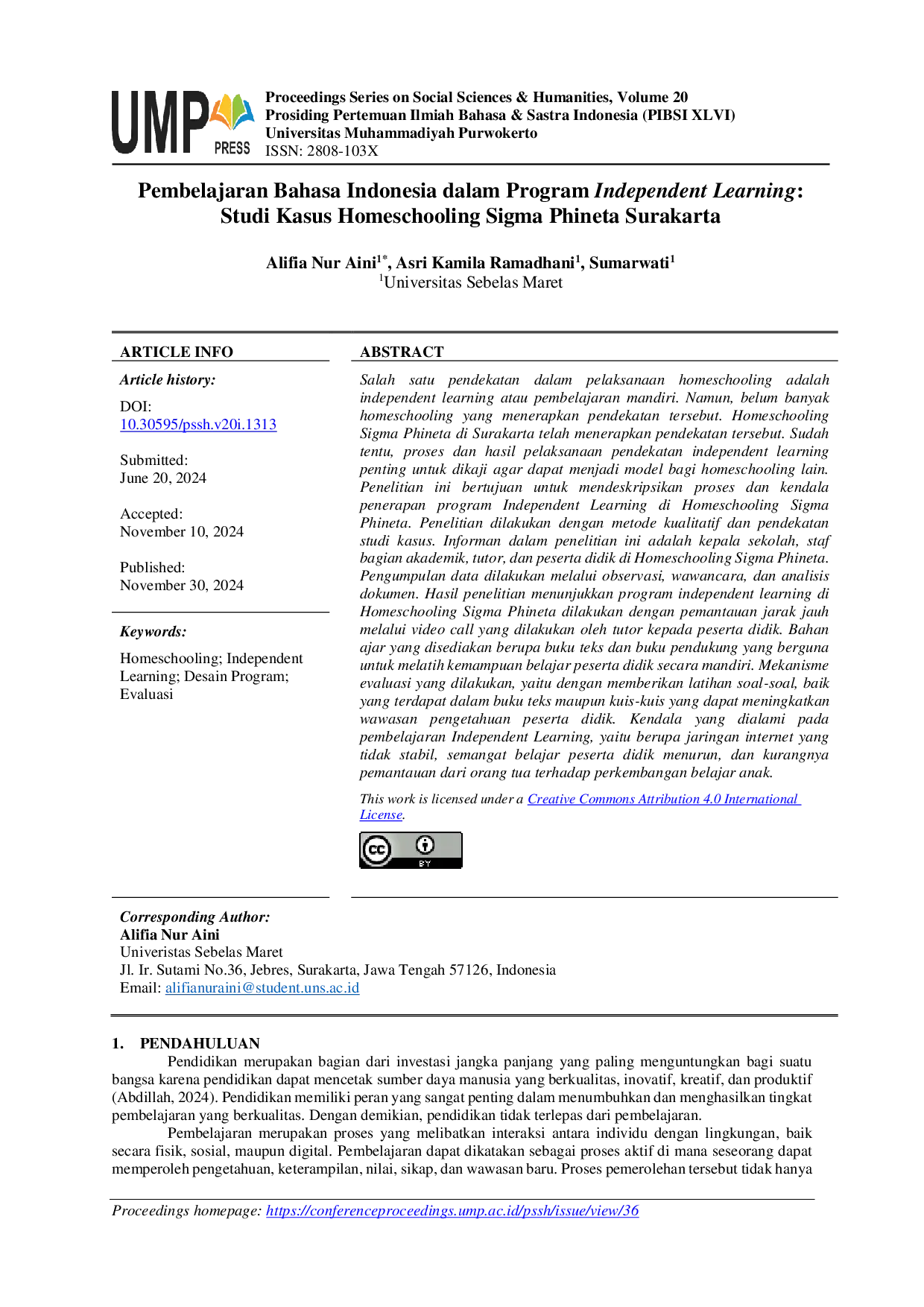 JURIS Pembelajaran Bahasa Indonesia dalam Program Independent Learning Studi Kasus Homeschooling Sigma Phineta Surakarta