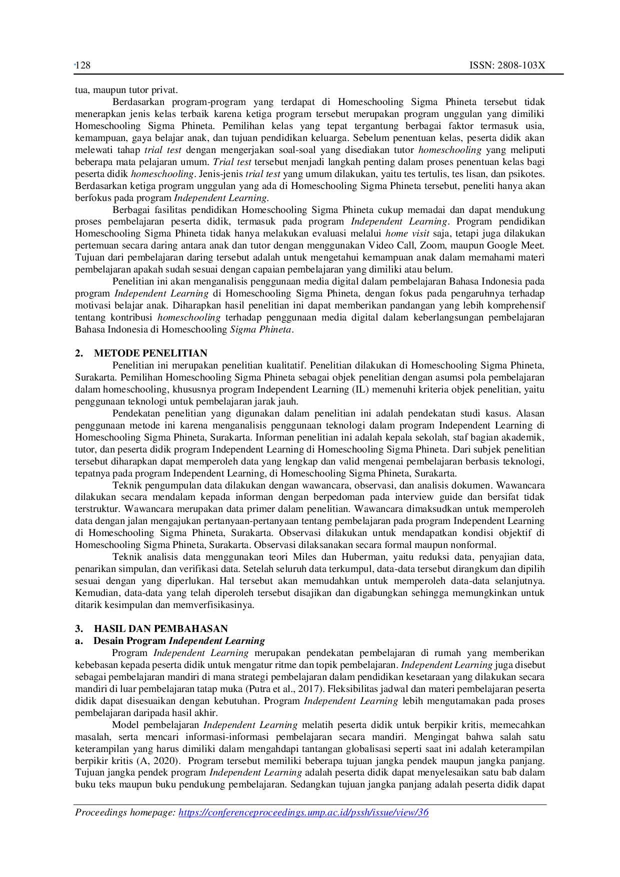 JURIS Pembelajaran Bahasa Indonesia dalam Program Independent Learning Studi Kasus Homeschooling Sigma Phineta Surakarta