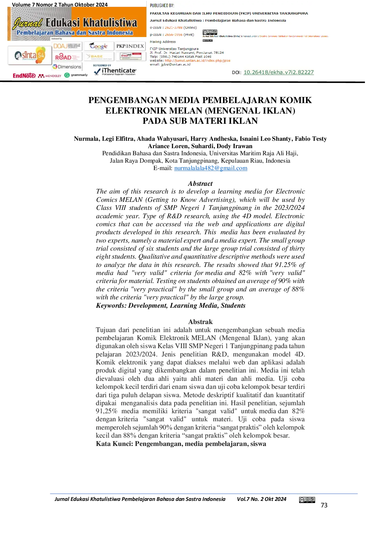 JURIS Development of Electronic Comic Media MELAN Knowing Advertising in the Sub Material of Advertising