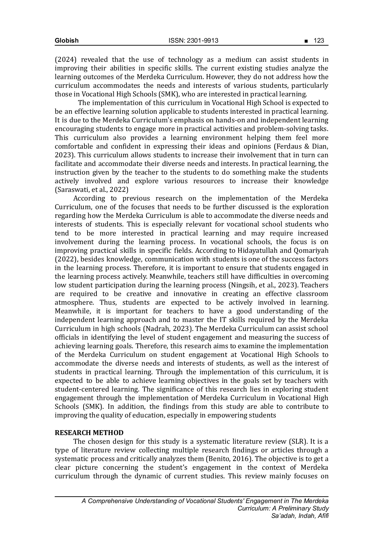 JURIS A Comprehensive Understanding of Vocational Students Engagement in The Merdeka Curriculum A Preliminary Study