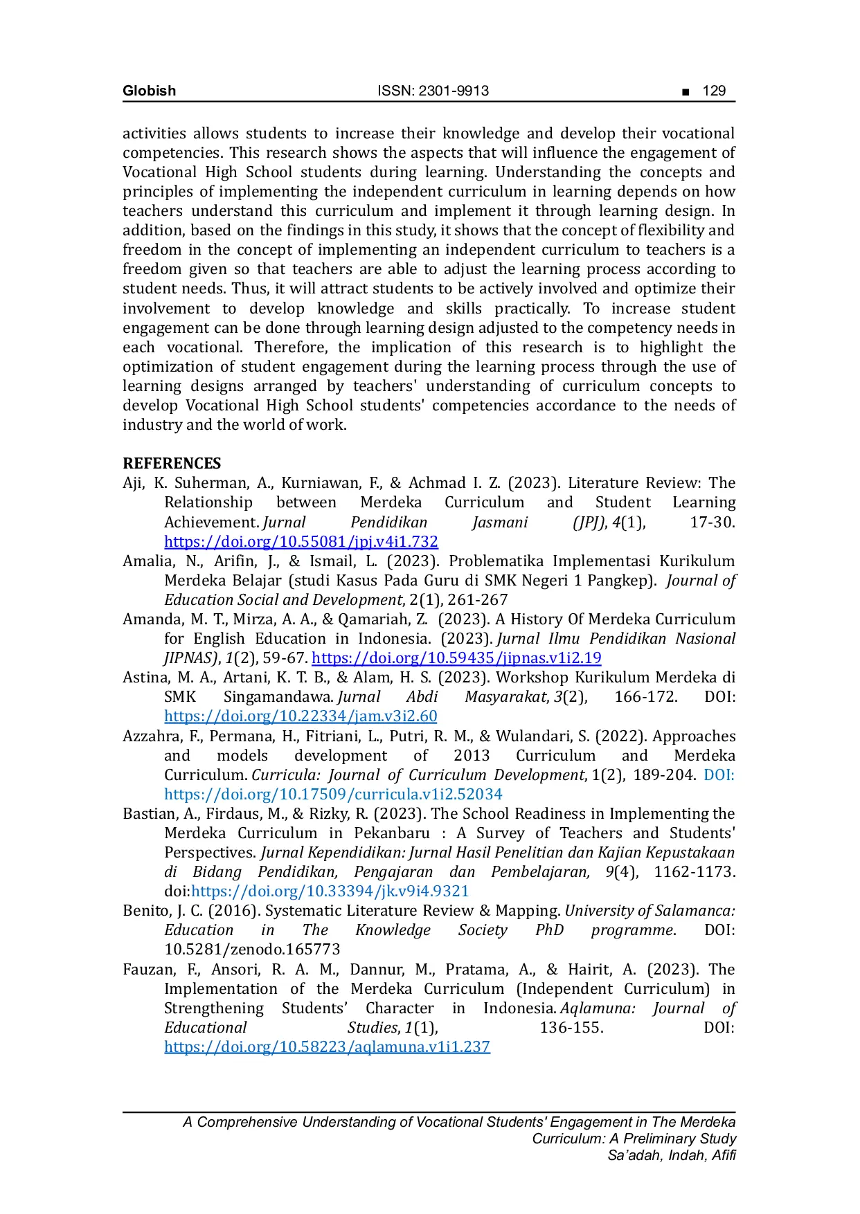 JURIS A Comprehensive Understanding of Vocational Students Engagement in The Merdeka Curriculum A Preliminary Study