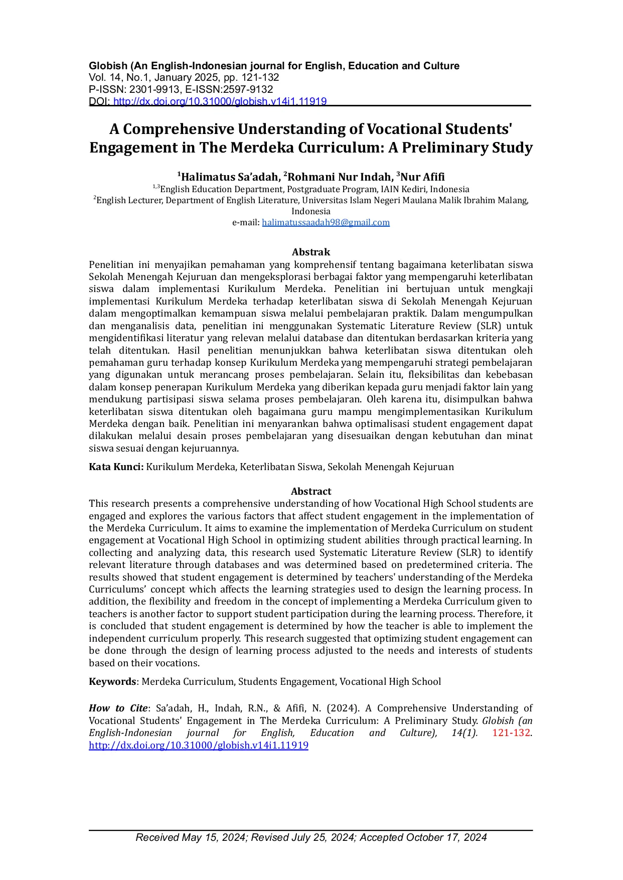 JURIS A Comprehensive Understanding of Vocational Students Engagement in The Merdeka Curriculum A Preliminary Study