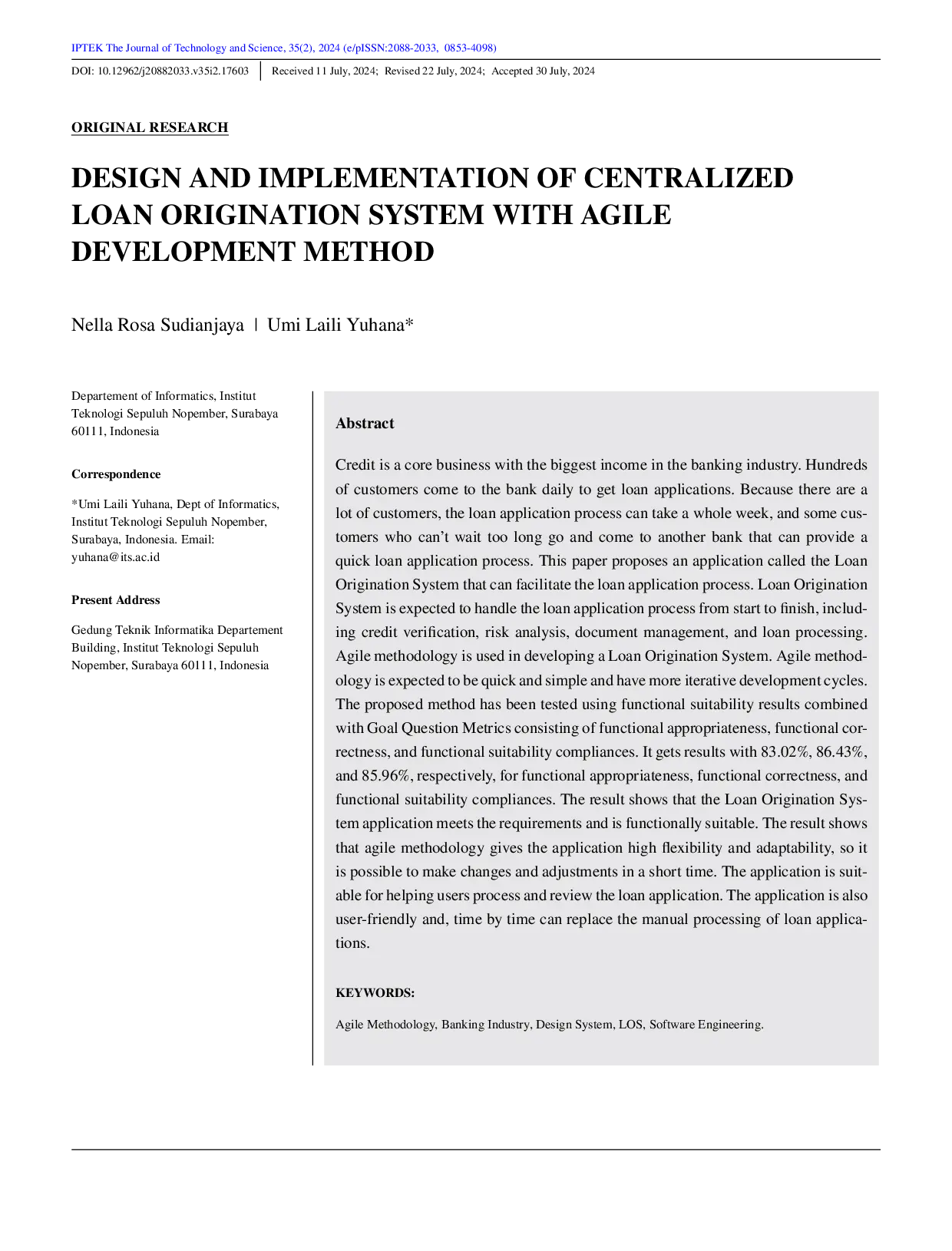 JURIS Design and Implementation of Centralized Loan Origination System with Agile Development Method