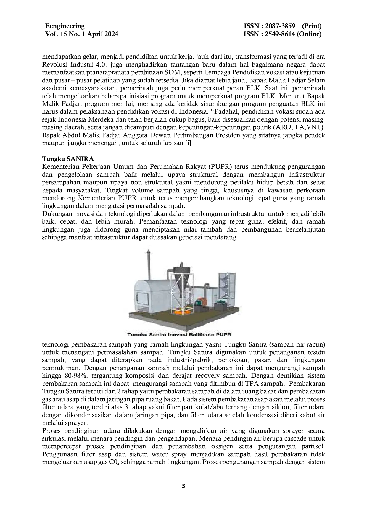 JURIS Kalkulasi Konsentrasi Faktor Emisi Total Suspended Particulate Tungku Pembakar Sampah Sederhana Ramah Lingkungan Di Desa Tegal Wangi Kabupaten Cirebon Sebagai Peran Aktif Perguruan Tinggi Memfasilitas