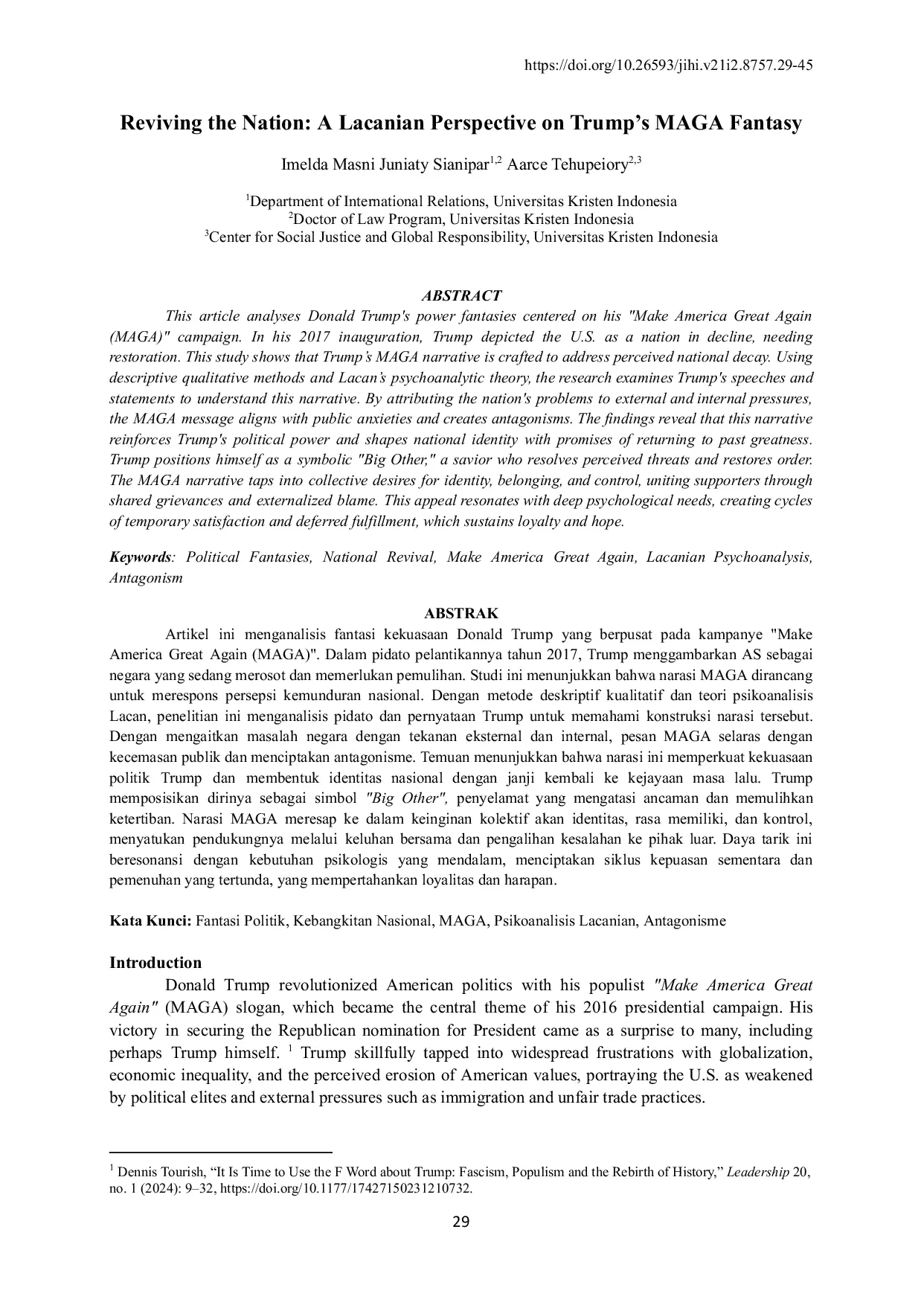 JURIS Reviving the Nation A Lacanian Perspective on Trump s MAGA Fantasy