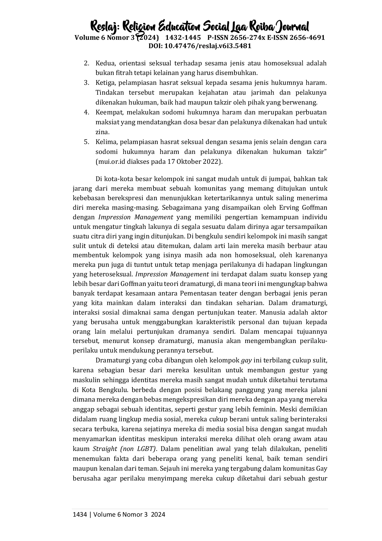 JURIS Analisis Dramaturgi Kaum Gay Kota Bengkulu