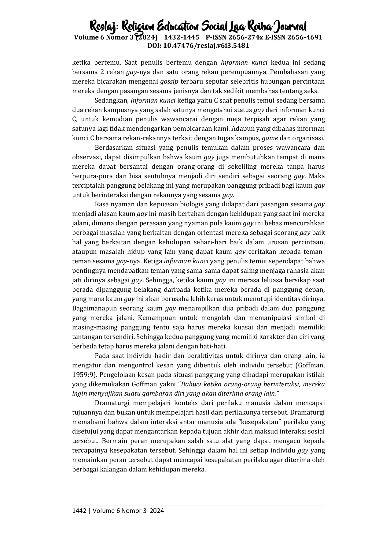 JURIS Analisis Dramaturgi Kaum Gay Kota Bengkulu