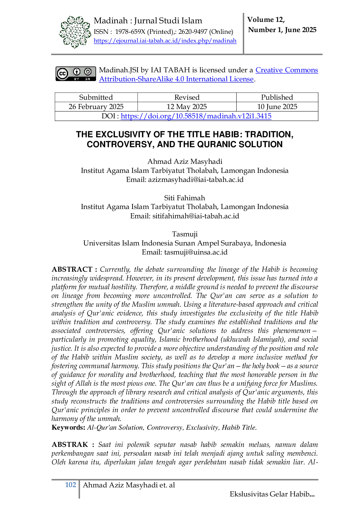 JURIS Eksklusivitas Gelar Habib Tradisi Kontroversi dan Solusi Al Qur an