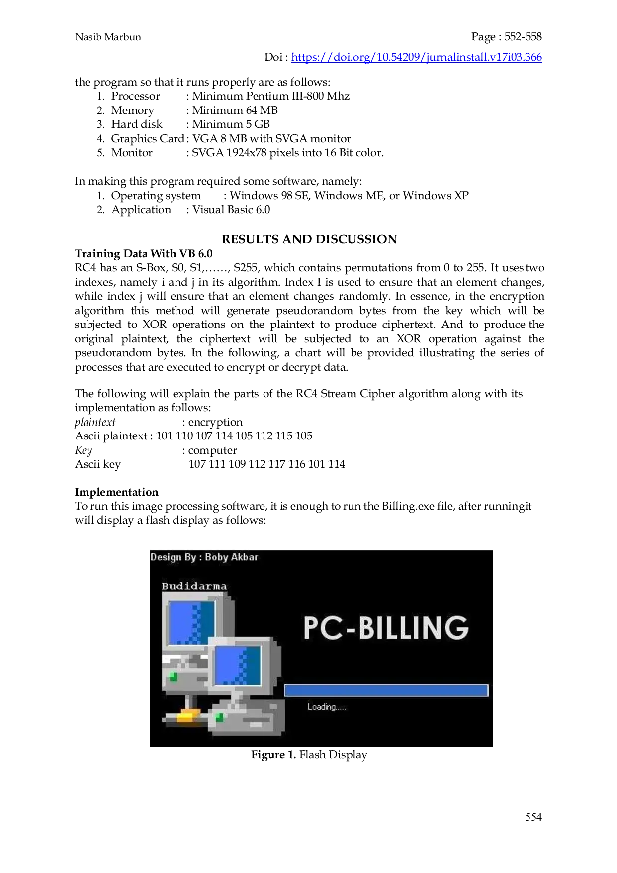 JURIS Implementation of RC4 Stream Cipher for Data Security in Internet Caf Billing Systems