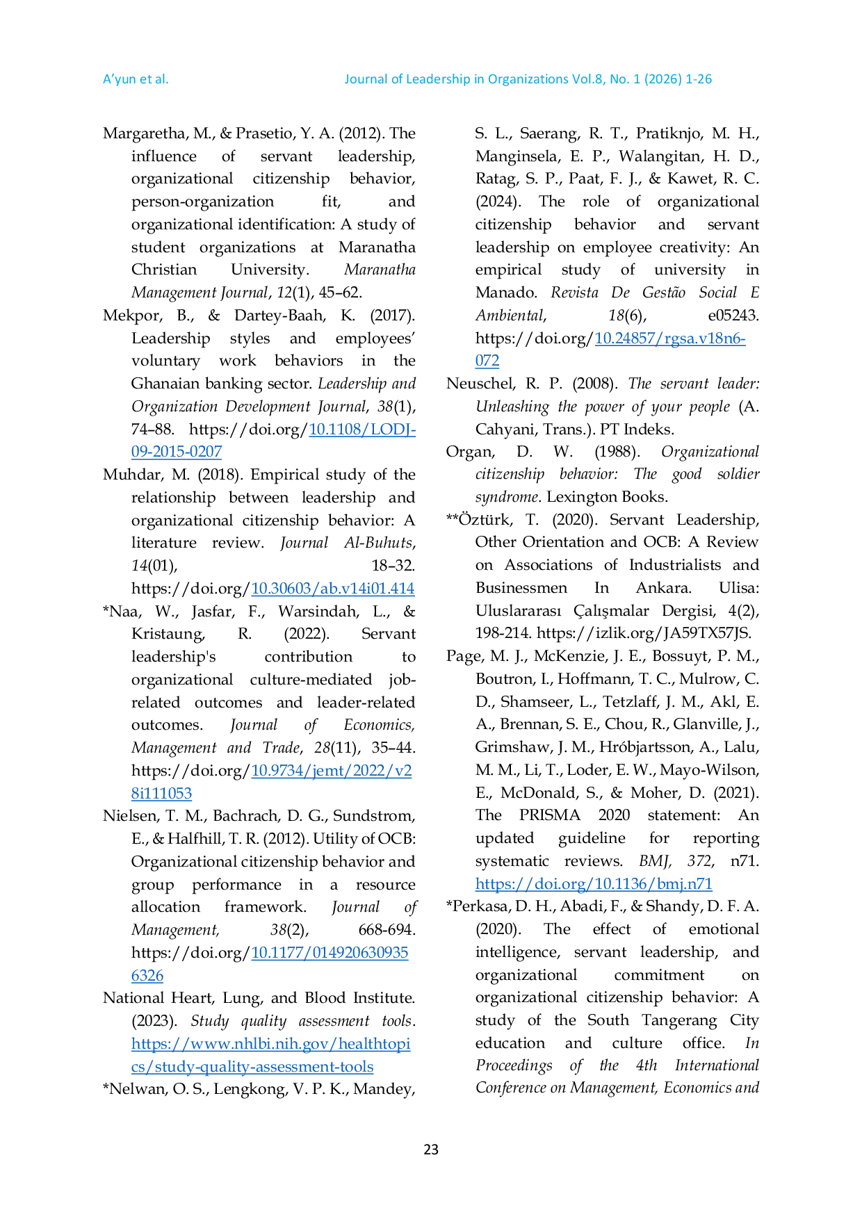 JURIS A Meta Analysis Study The Relationship between Servant Leadership and Organizational Citizenship Behavior