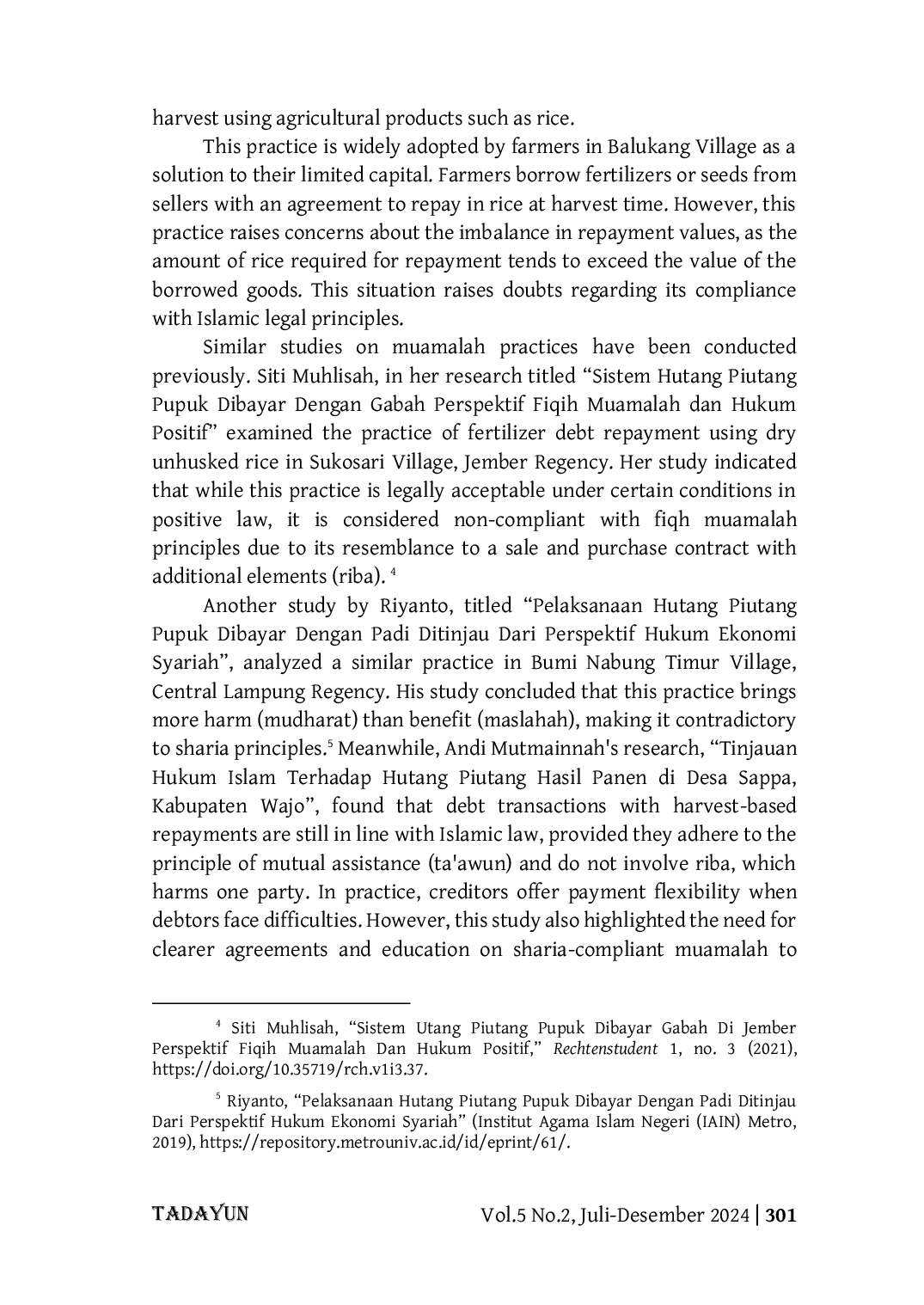 JURIS Fiqh Muamalah Analysis of Deferred Fertilizer Transactions in Balukang Donggala