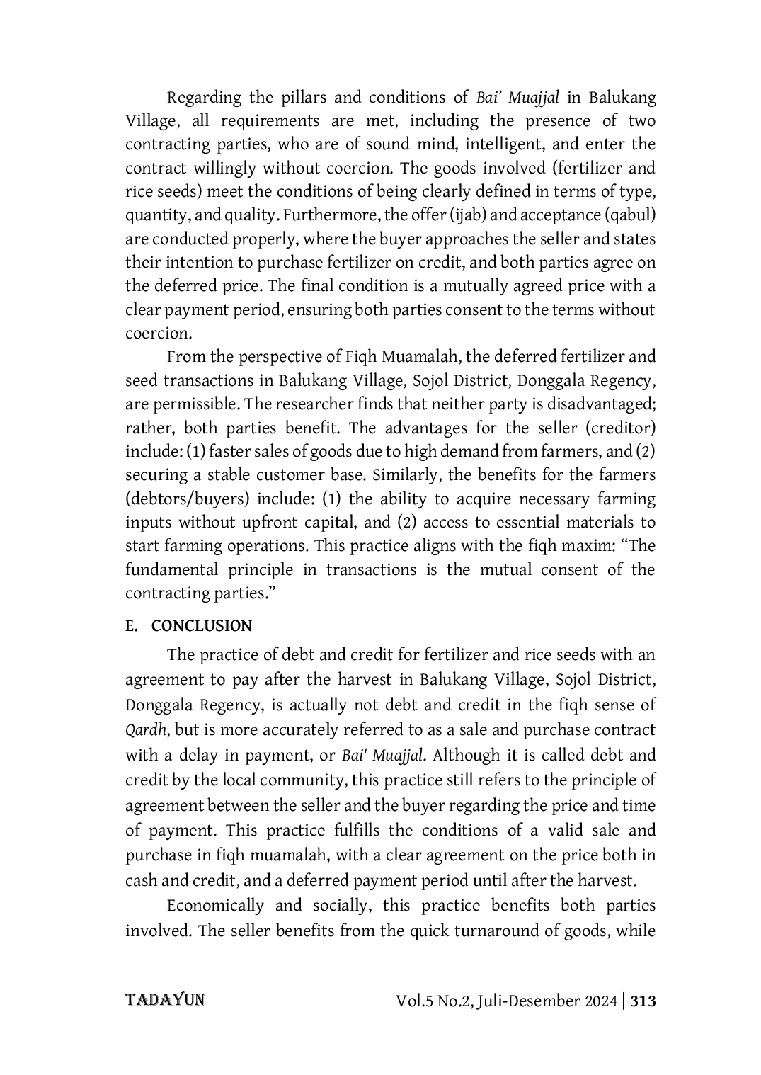 JURIS Fiqh Muamalah Analysis of Deferred Fertilizer Transactions in Balukang Donggala