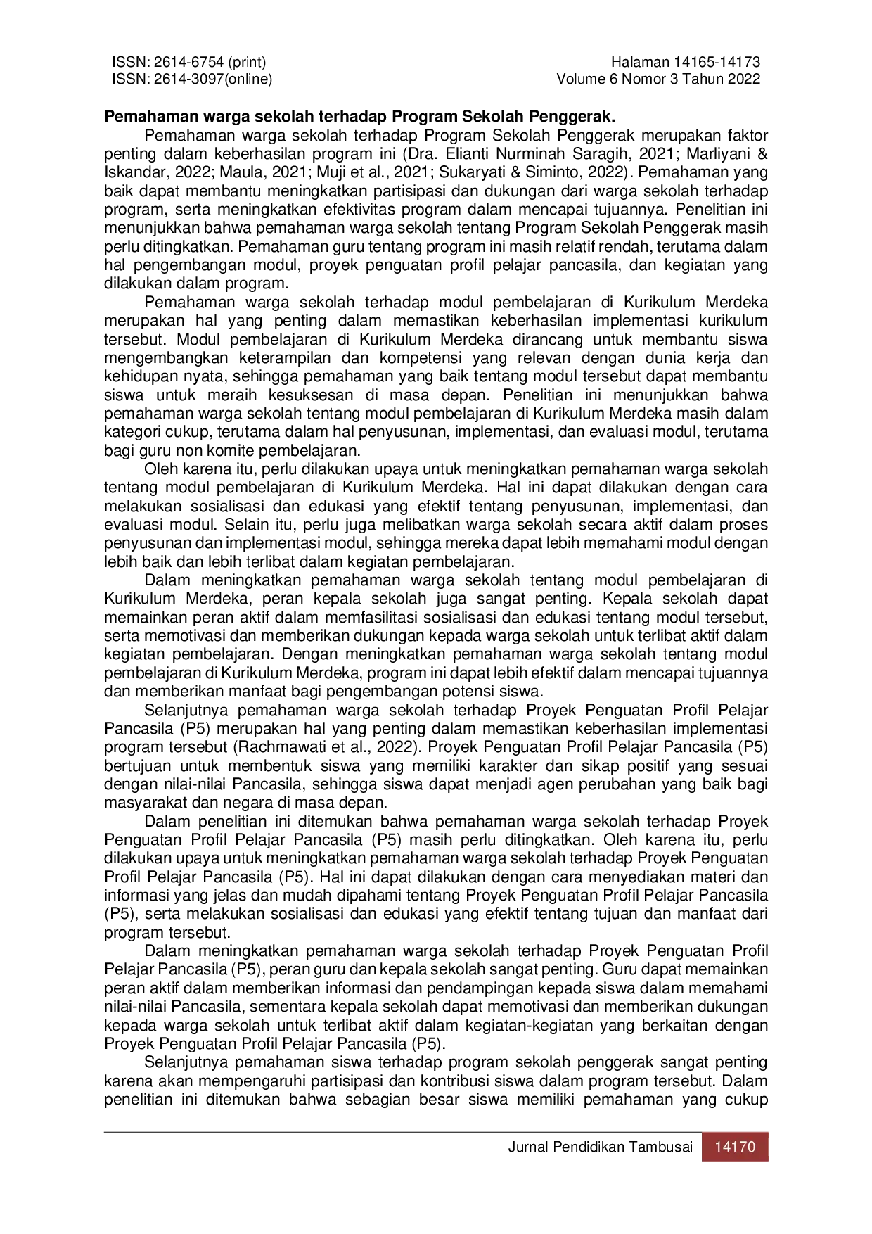 JURIS Persepsi Warga Sekolah terhadap Program Sekolah Penggerak di Kecamatan Siulak Mukai