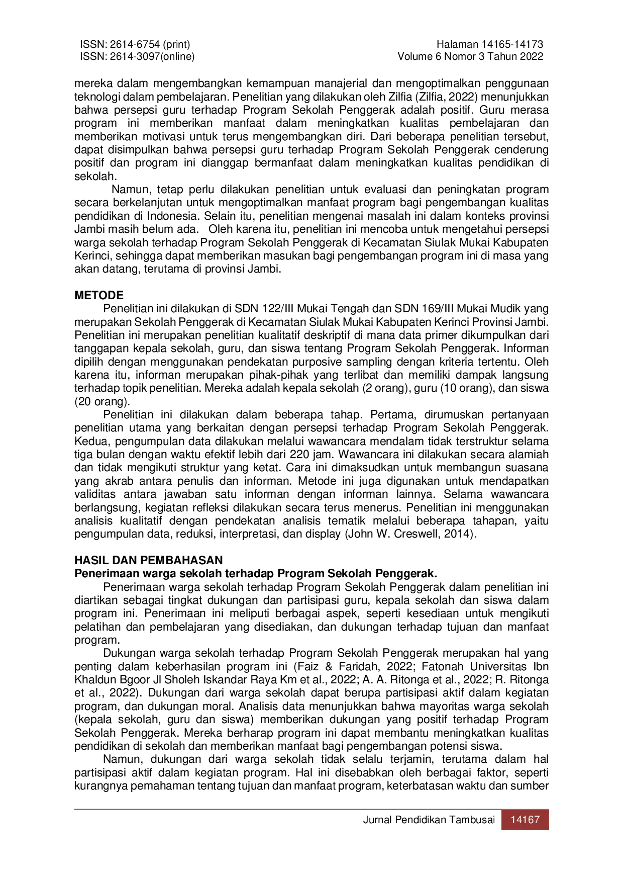 JURIS Persepsi Warga Sekolah terhadap Program Sekolah Penggerak di Kecamatan Siulak Mukai