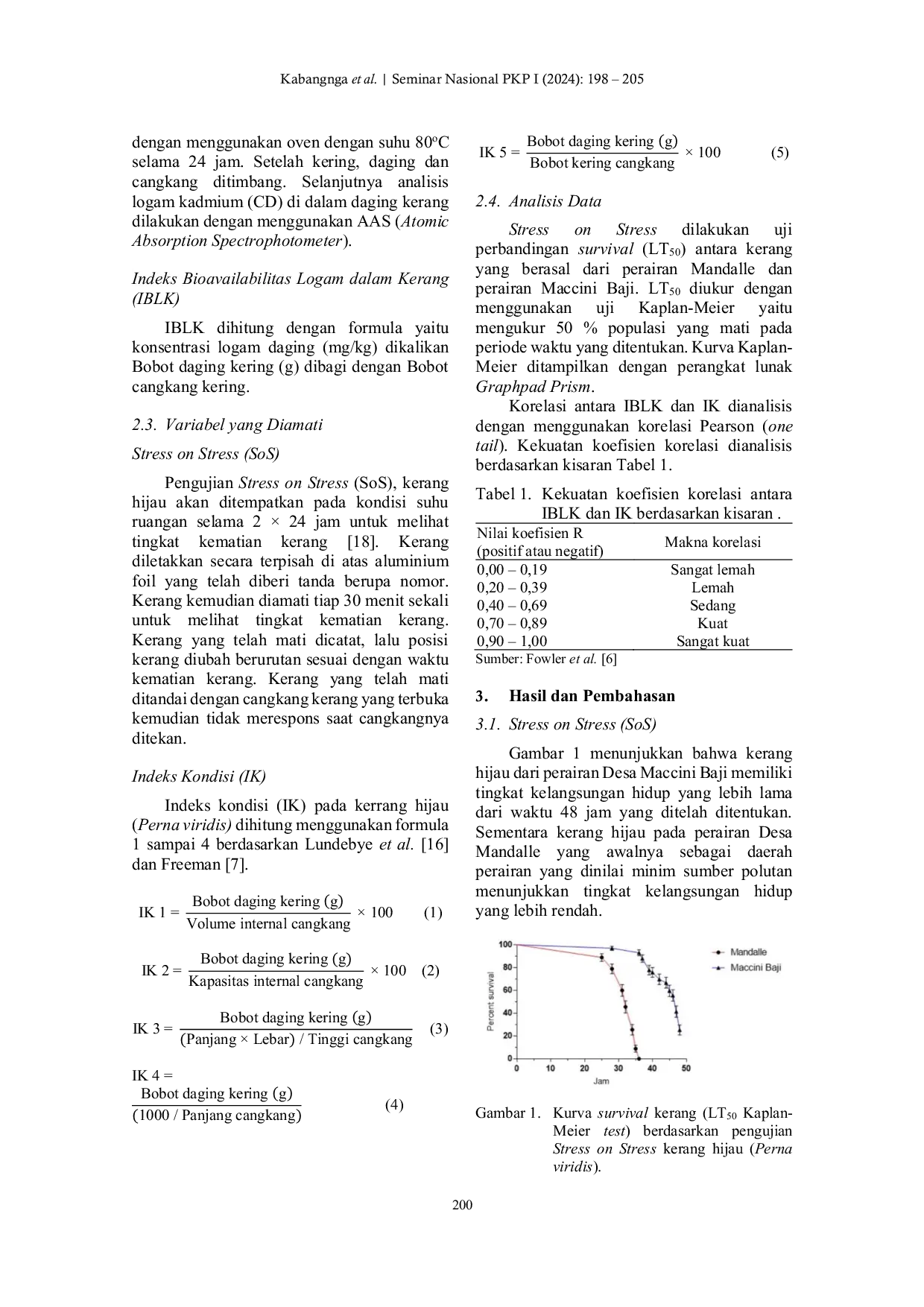 JURIS Indeks Kondisi dan Stress on Stress Kerang Hijau Perna viridis sebagai Biomarker Sederhana Pencemaran Logam Cd di Pesisir Kabupaten Pangkep