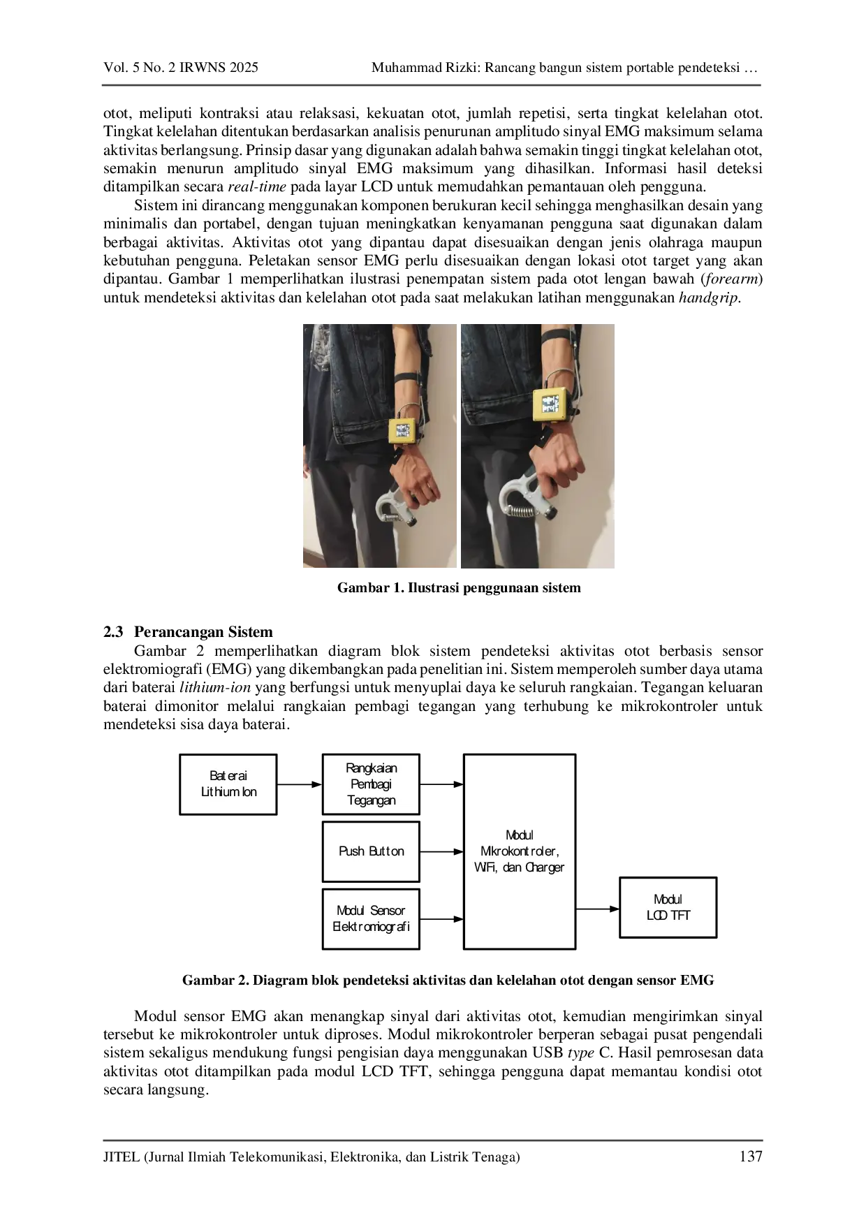JURIS Rancang bangun sistem portabel pendeteksi aktivitas dan kelelahan otot berbasis sensor elektromiografi