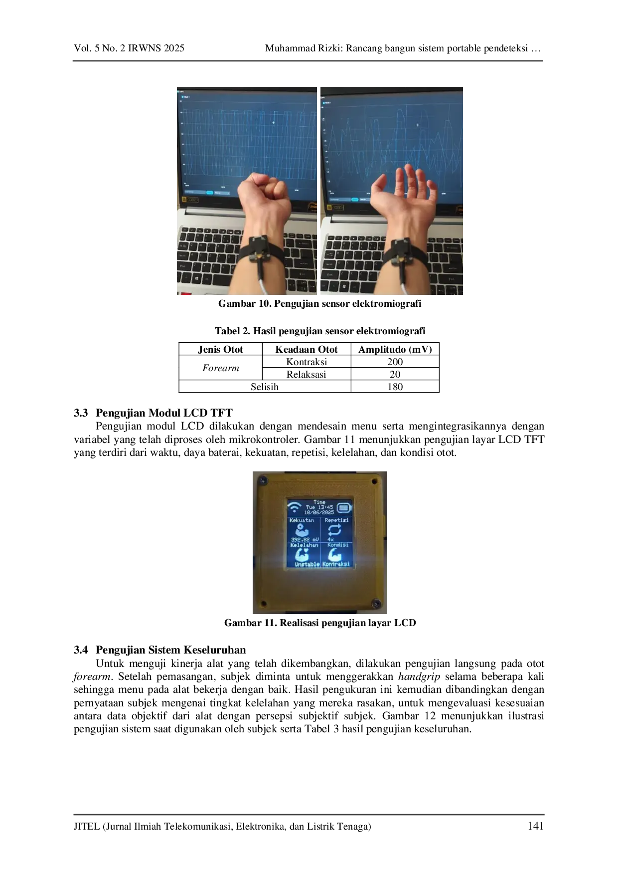 JURIS Rancang bangun sistem portabel pendeteksi aktivitas dan kelelahan otot berbasis sensor elektromiografi