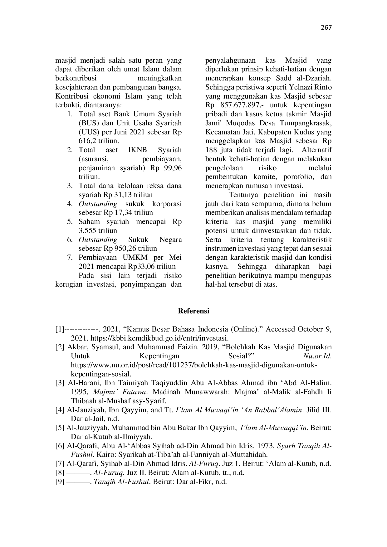 JURIS Investasi Kas Masjid Dalam Perspektif Sadd dan Fath Al Dzari ah