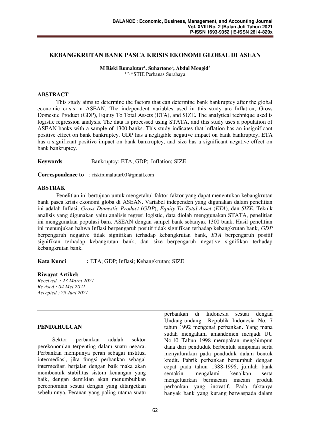 JURIS Kebangkrutan Bank Pasca Krisis Ekonomi Global di ASEAN