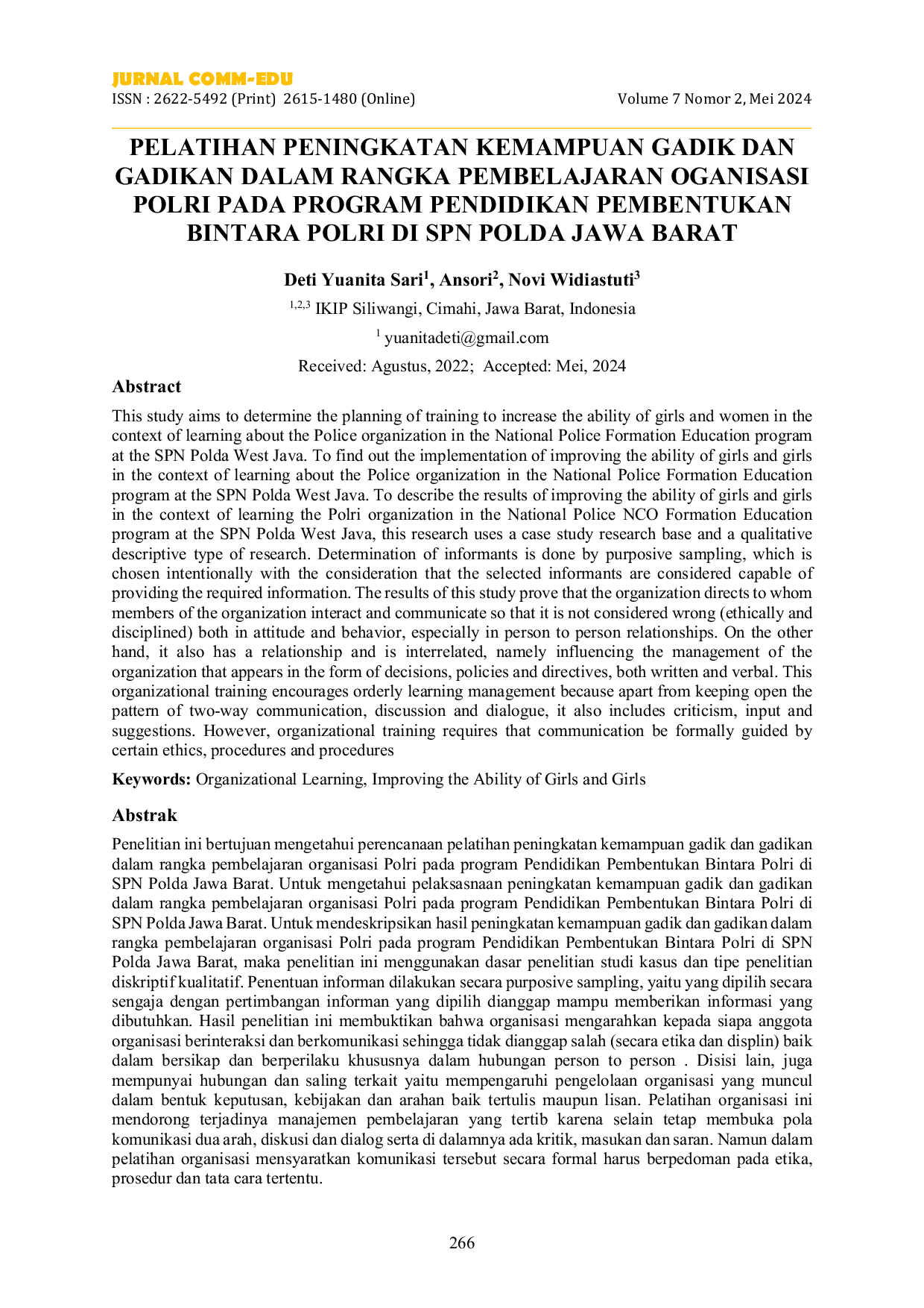 JURIS Pelatihan Peningkatan Kemampuan Gadik dan Gadikan dalam Rangka Pembelajaran Oganisasi Polri pada Program Pendidikan Pembentukan Bintara Polri di SPN Polda Jawa Barat