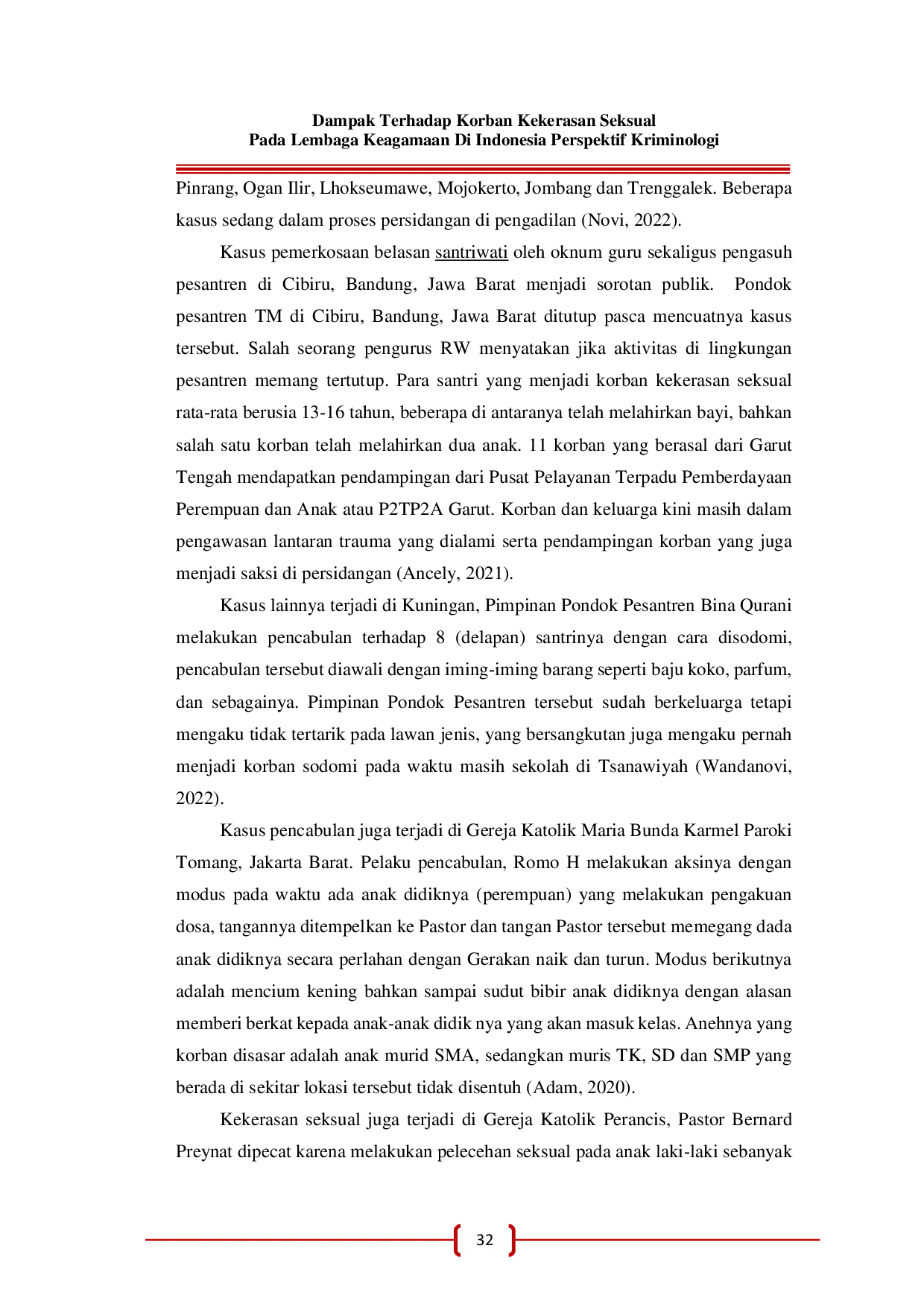 JURIS Dampak Terhadap Korban Kekerasan Seksual Pada Lembaga Keagamaan Di Indonesia Perspektif Kriminologi