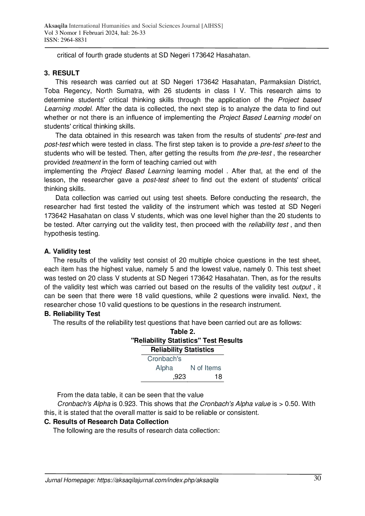 JURIS The Project Based Learning Model on Students Critical Thinking Skills