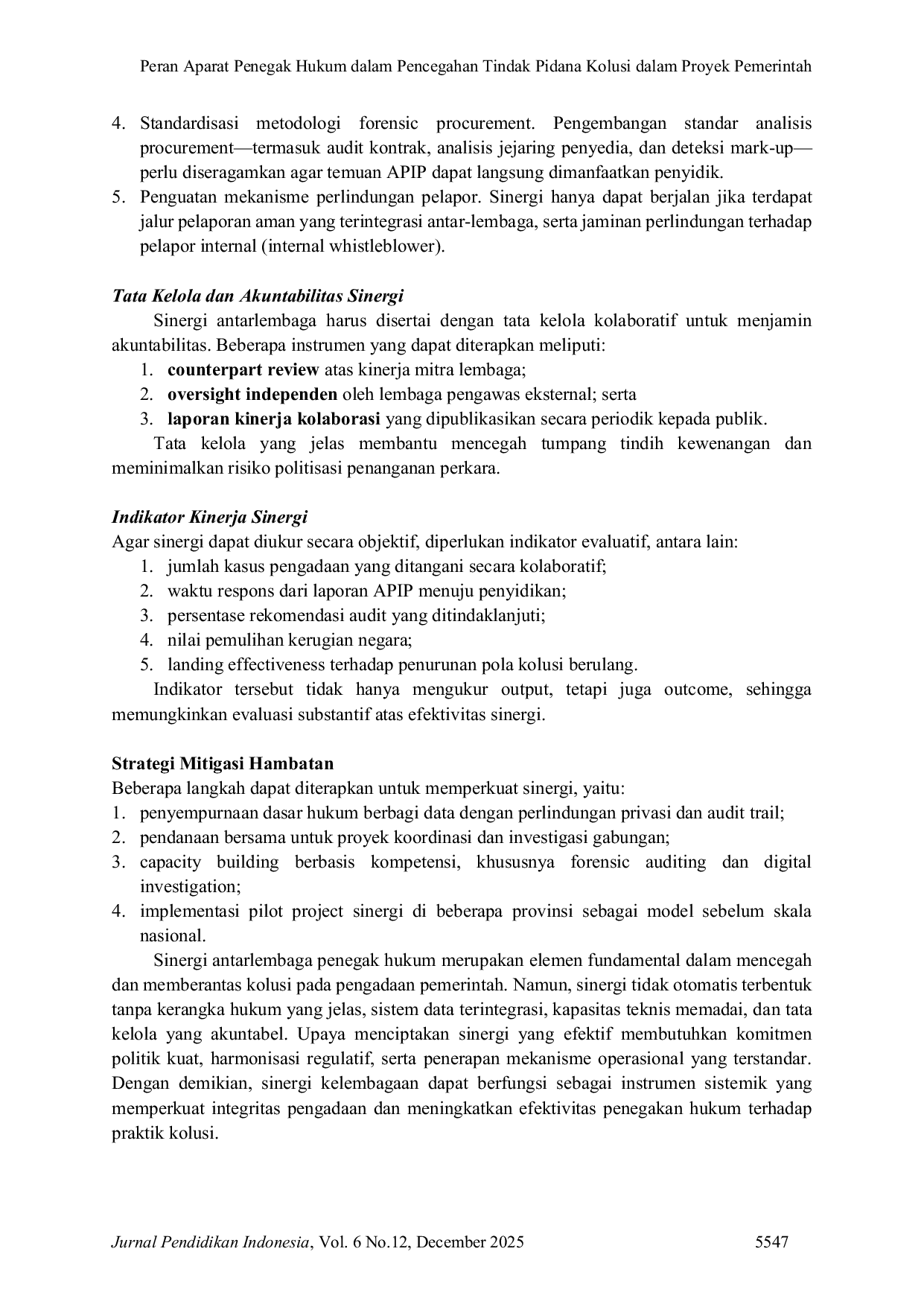 JURIS Peran Aparat Penegak Hukum dalam Pencegahan Tindak Pidana Kolusi dalam Proyek Pemerintah