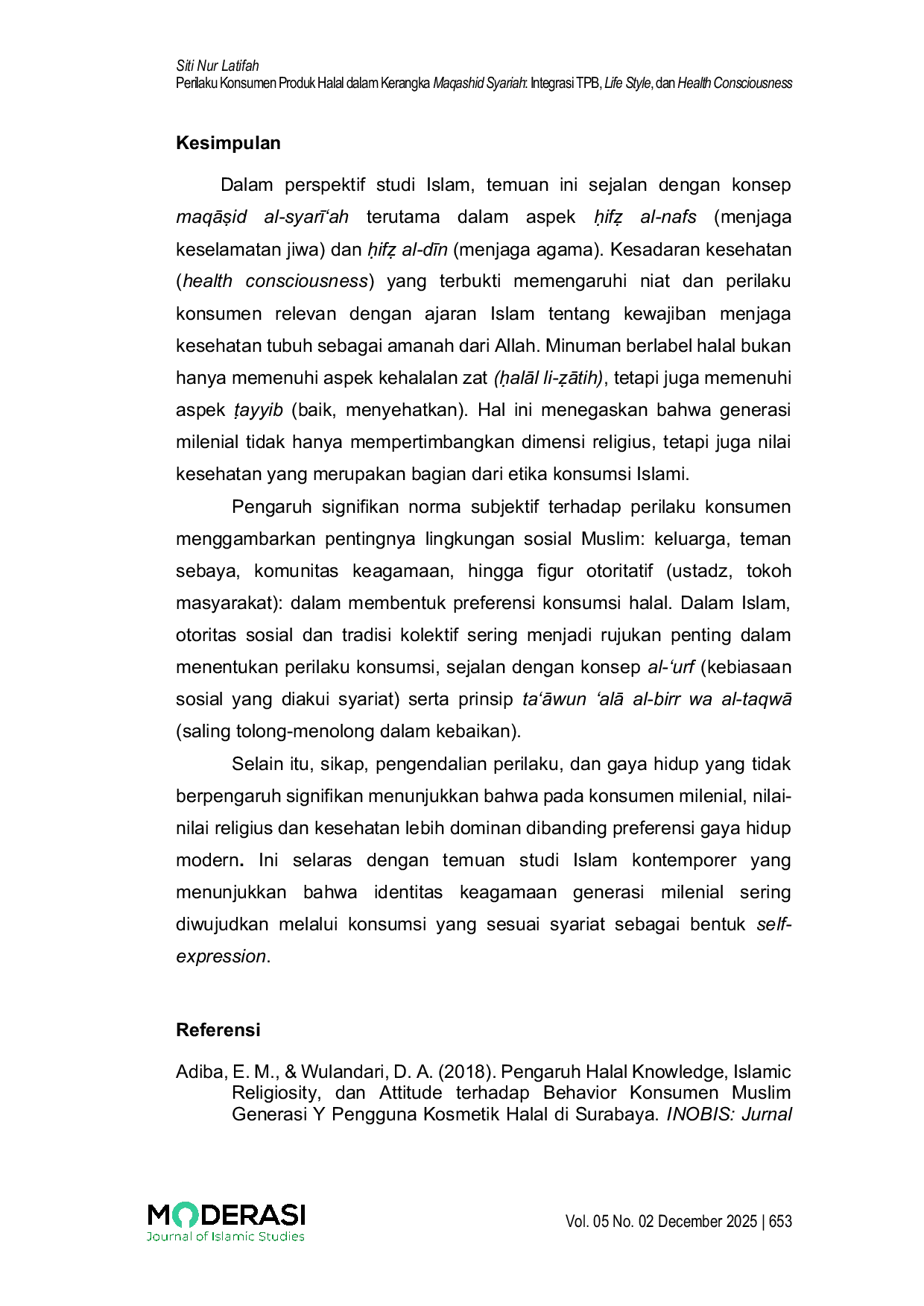 JURIS Perilaku Konsumen Produk Halal dalam Kerangka Maqashid Syariah Integrasi TPB Life Style dan Health Consciousness