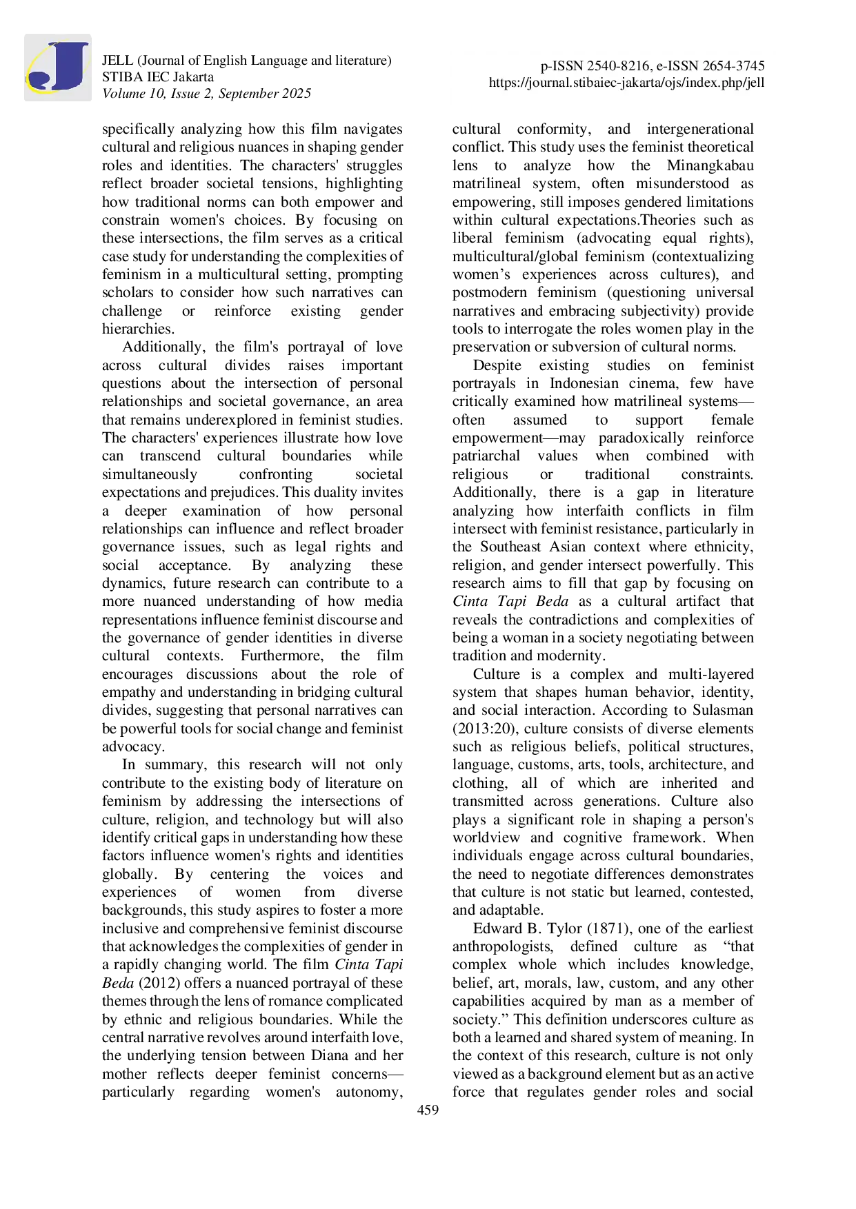 JURIS Women Culture and Resistance A Feminist Critique of Minang Matrilineal Norms in Cinta Tapi Beda