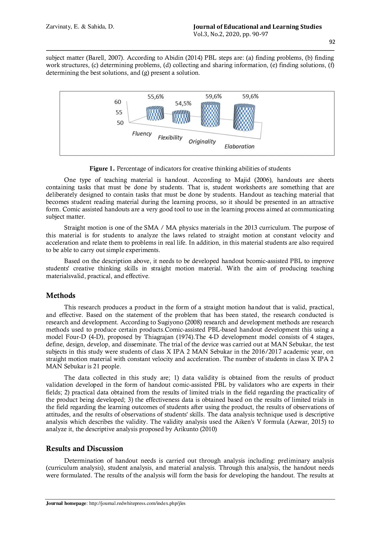 JURIS The development of physical comics handout problem based learning to improve students creative thinking skills in straight motion students