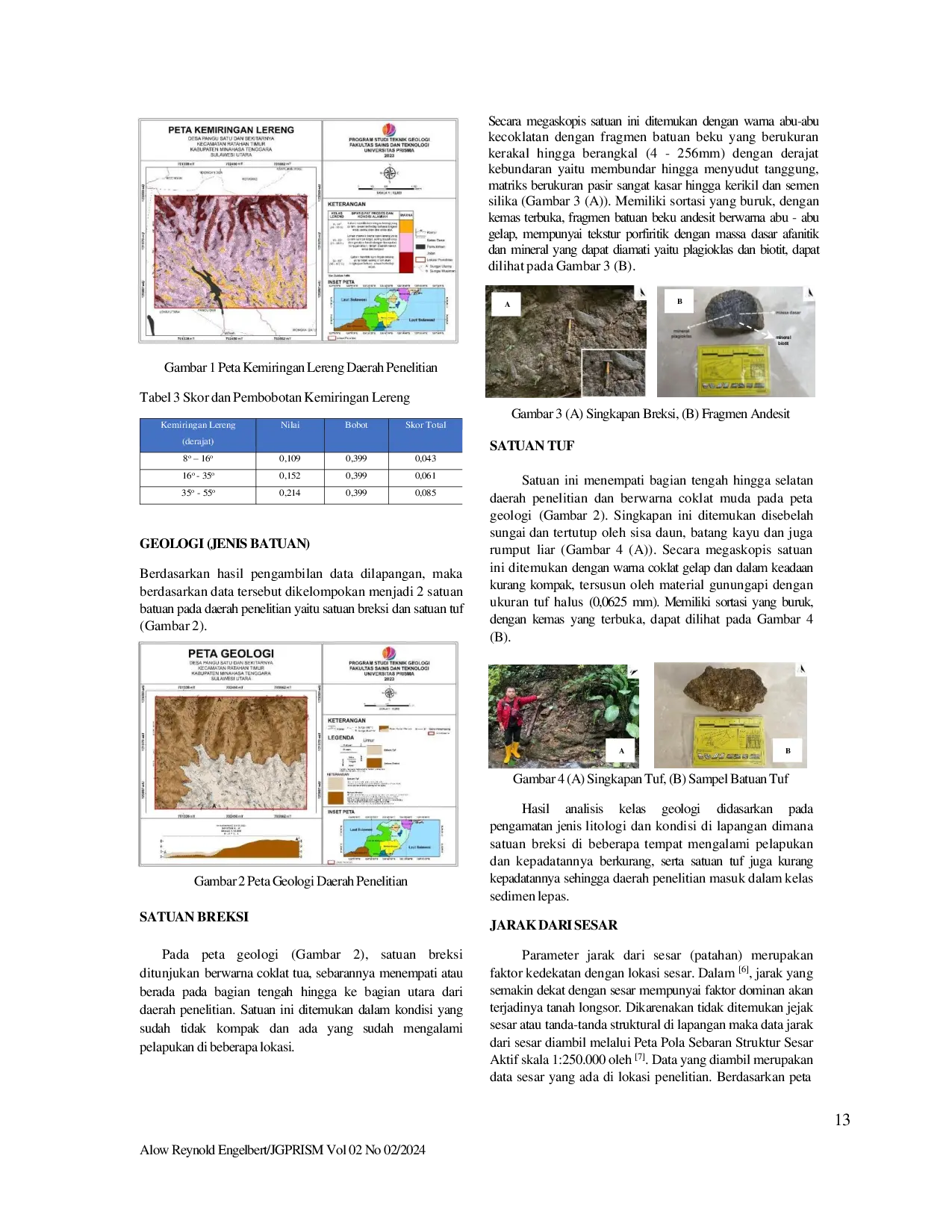 JURIS Pemetaan Tingkat Kerentanan Tanah Longsor di Desa Pangu Satu dan Sekitarnya Kecamatan Ratahan Timur Kabupaten Minahasa Tenggara Provinsi Sulawesi Utara