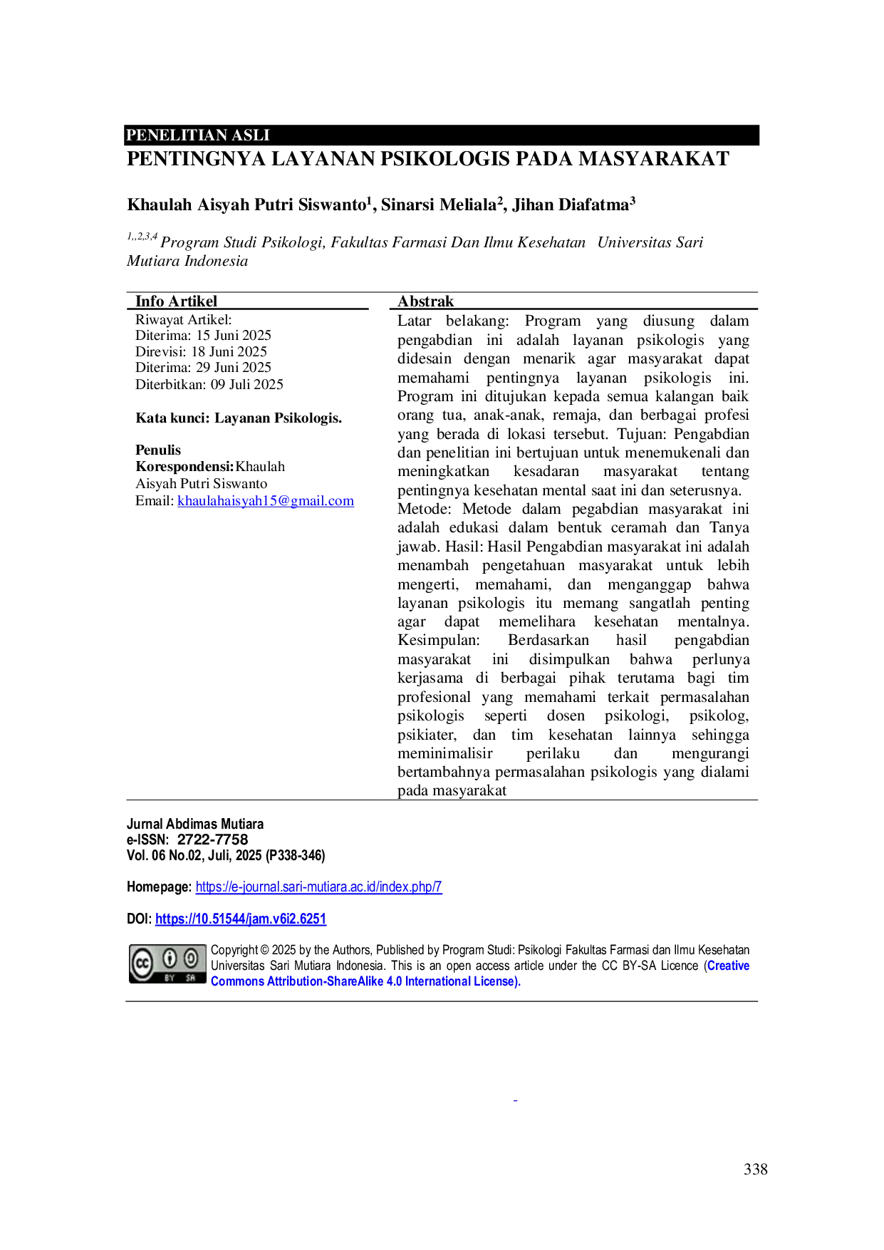 JURIS Pentingnya Layanan Psikologis Pada Masyarakat