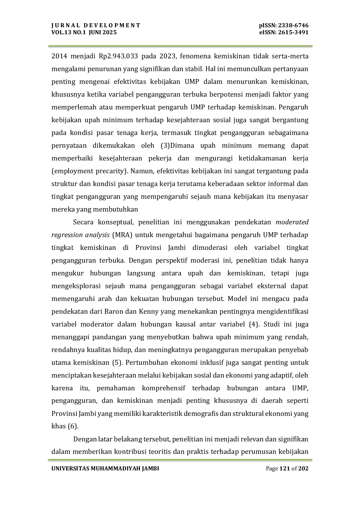 JURIS The Impact of Provincial Minimum Wage on Poverty in Jambi Province The Moderating Role of the Open Unemployment Rate