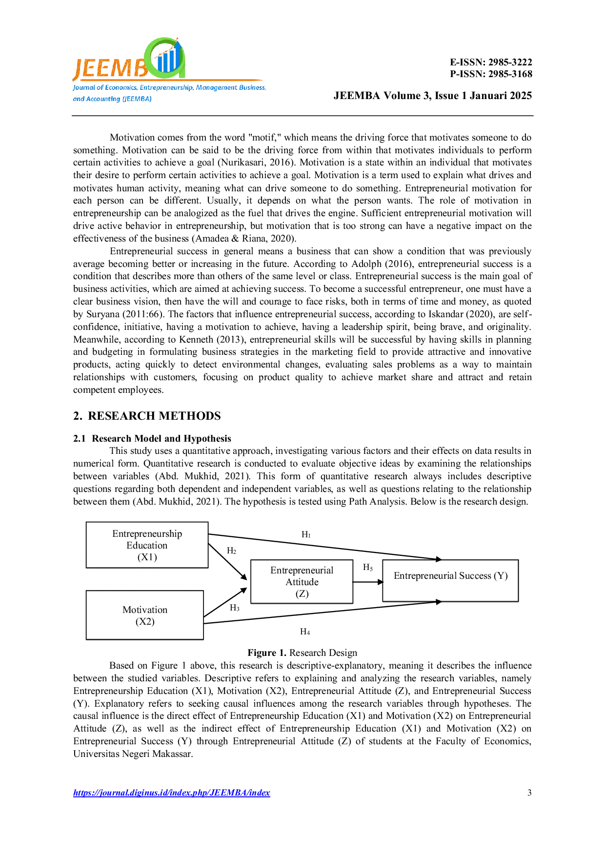 JURIS The Impact of Entrepreneurial Education and Motivation on Entrepreneurial Success Mediating Role of Entrepreneurial Attitude