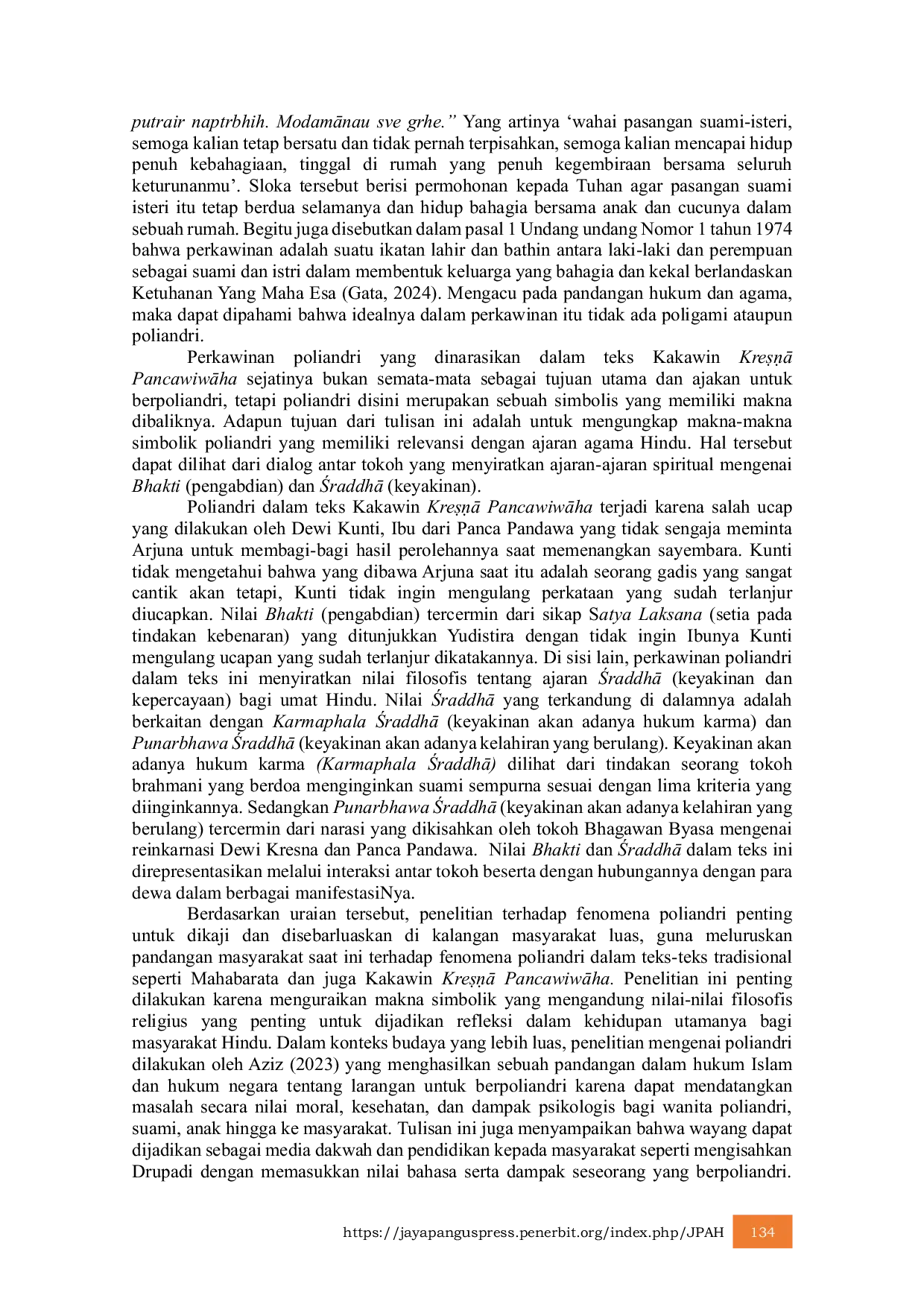 JURIS Poliandri Sebuah Refleksi Ajaran Bhakti dan oraddhA dalam Kakawin KreNA PancawiwAha